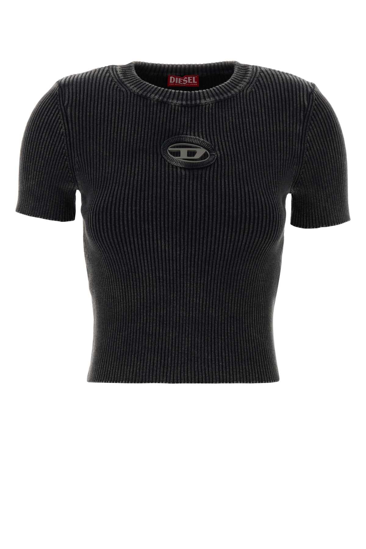 Diesel Women Slate Cotton M-Anchor T-Shirt DIESEL