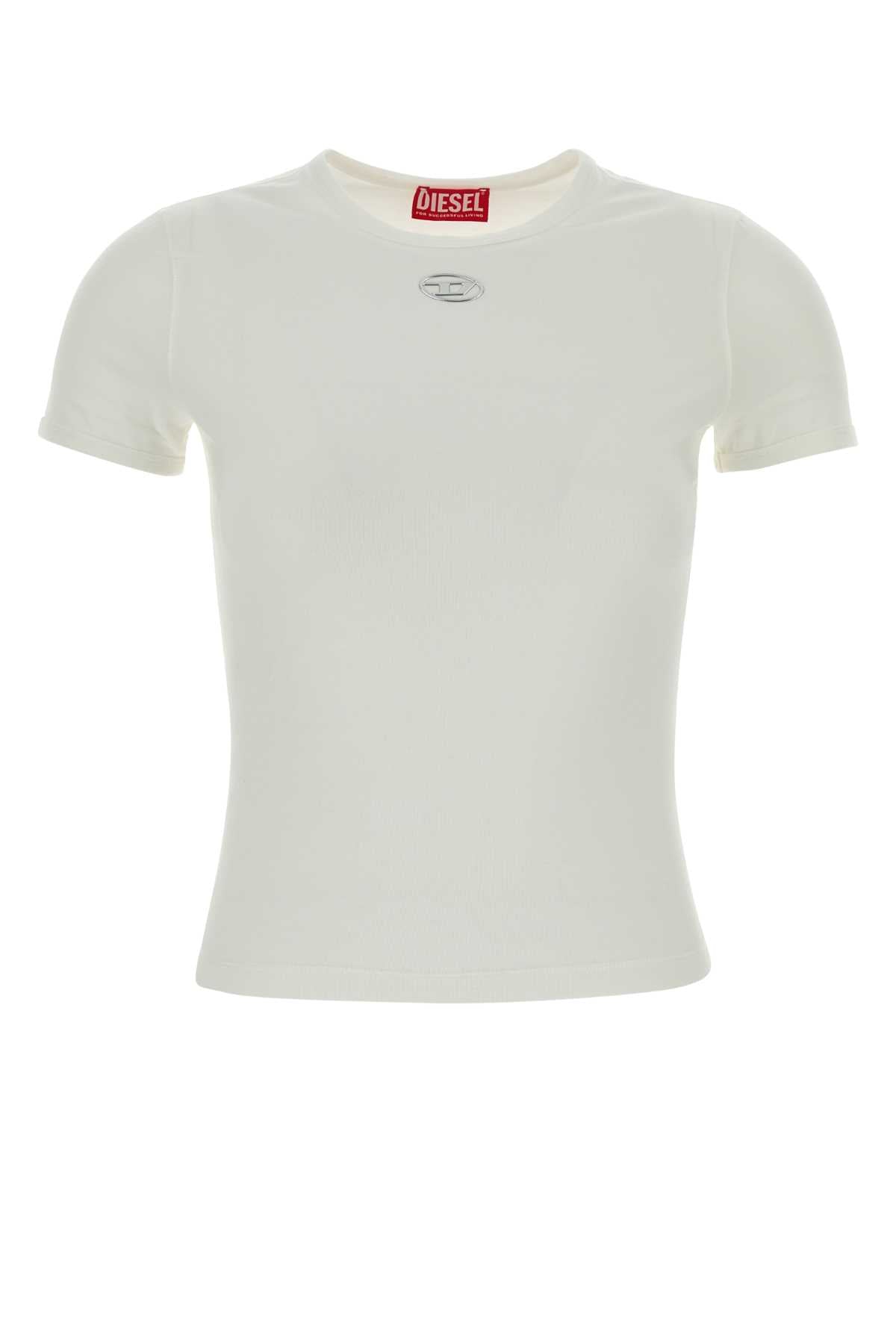 Diesel Women White Stretch Cotton T-Shirt DIESEL