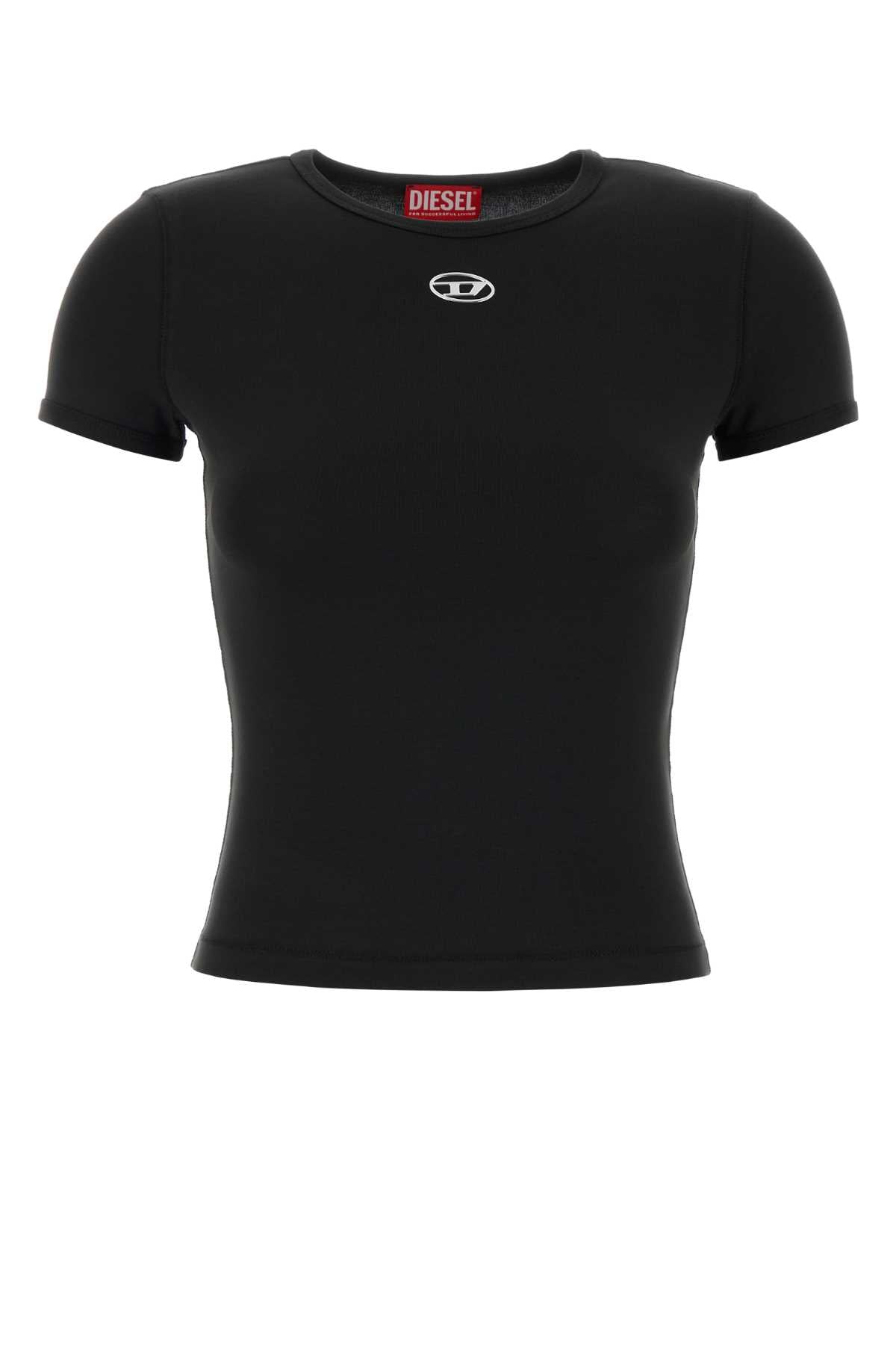 Diesel Women Black Stretch Cotton T-Shirt DIESEL