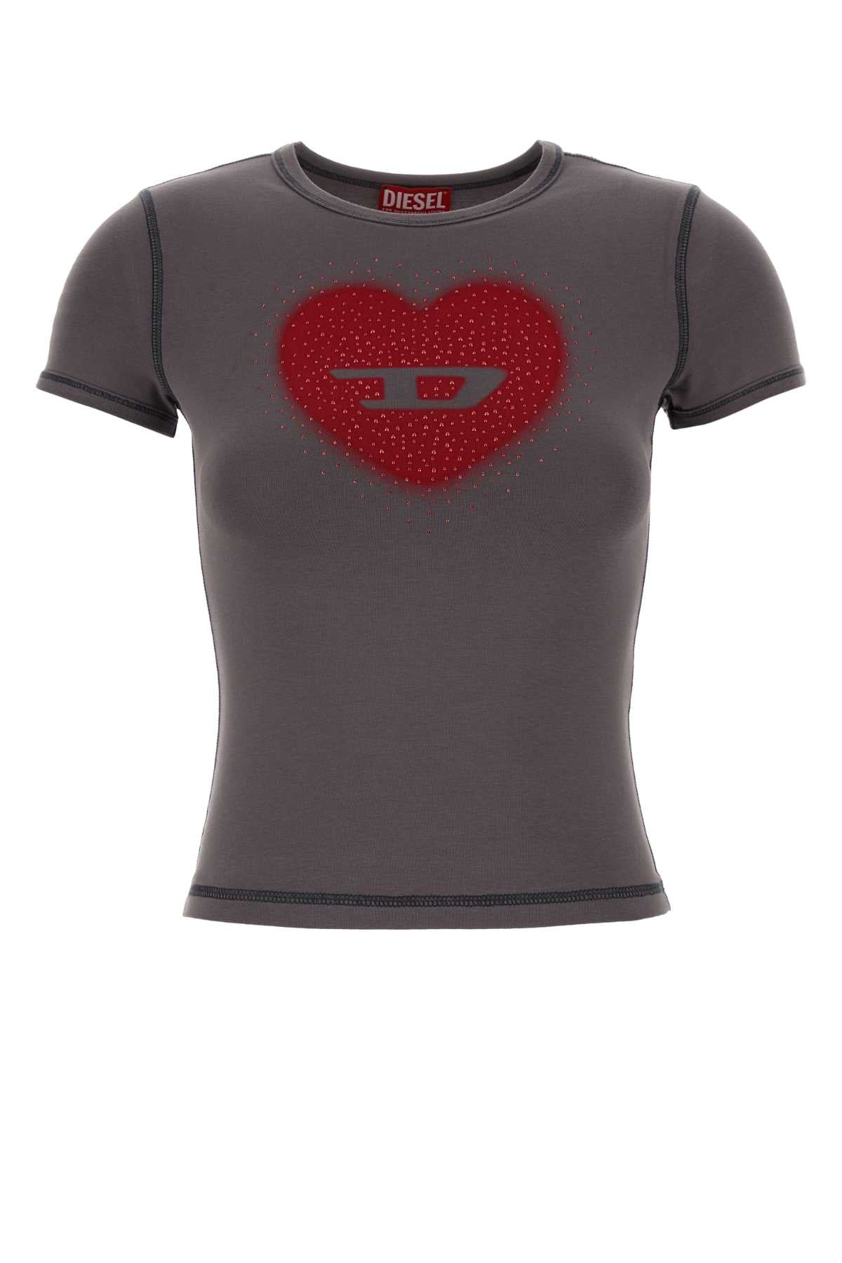 Diesel Women Purple Stretch Cotton T-Shirt DIESEL