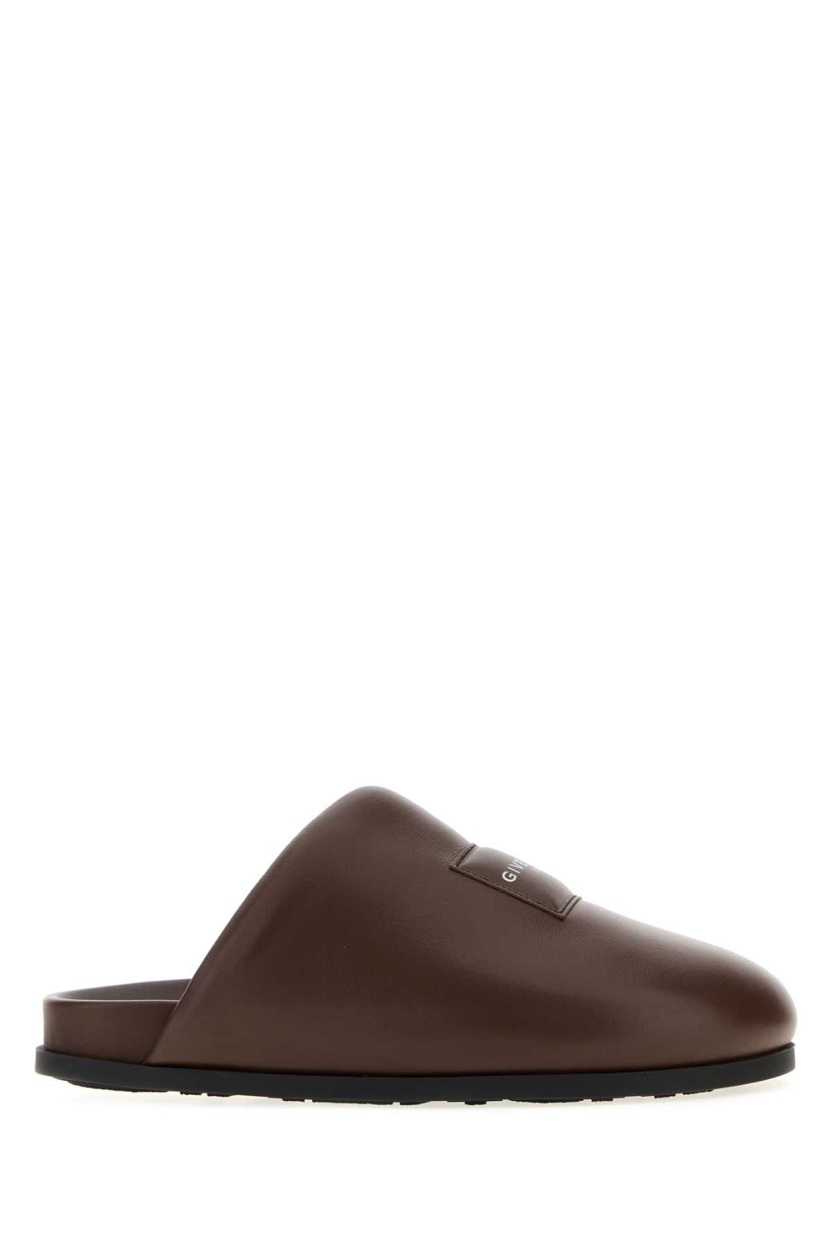 Givenchy Men Chocolate Leather Slippers GIVENCHY