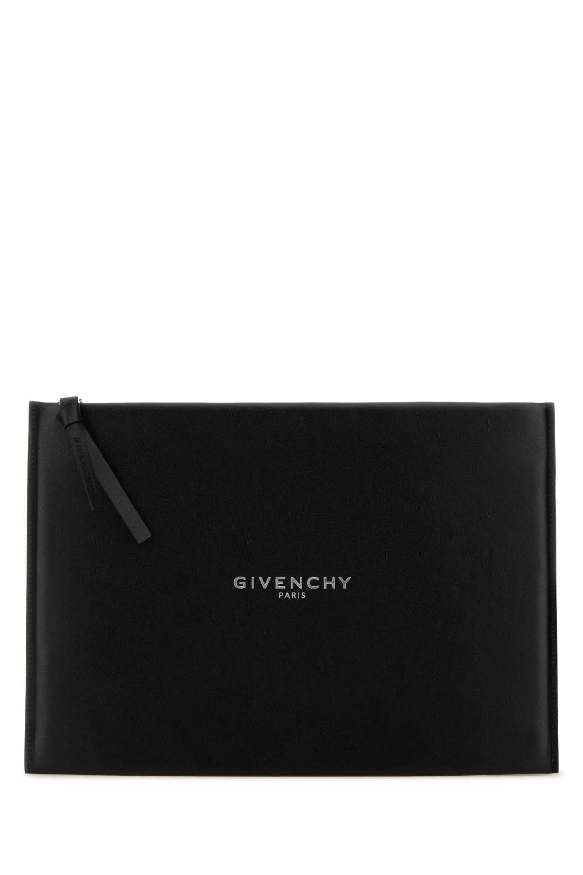 Givenchy Men Black Leather Large Antigona Stamped Clutch GIVENCHY