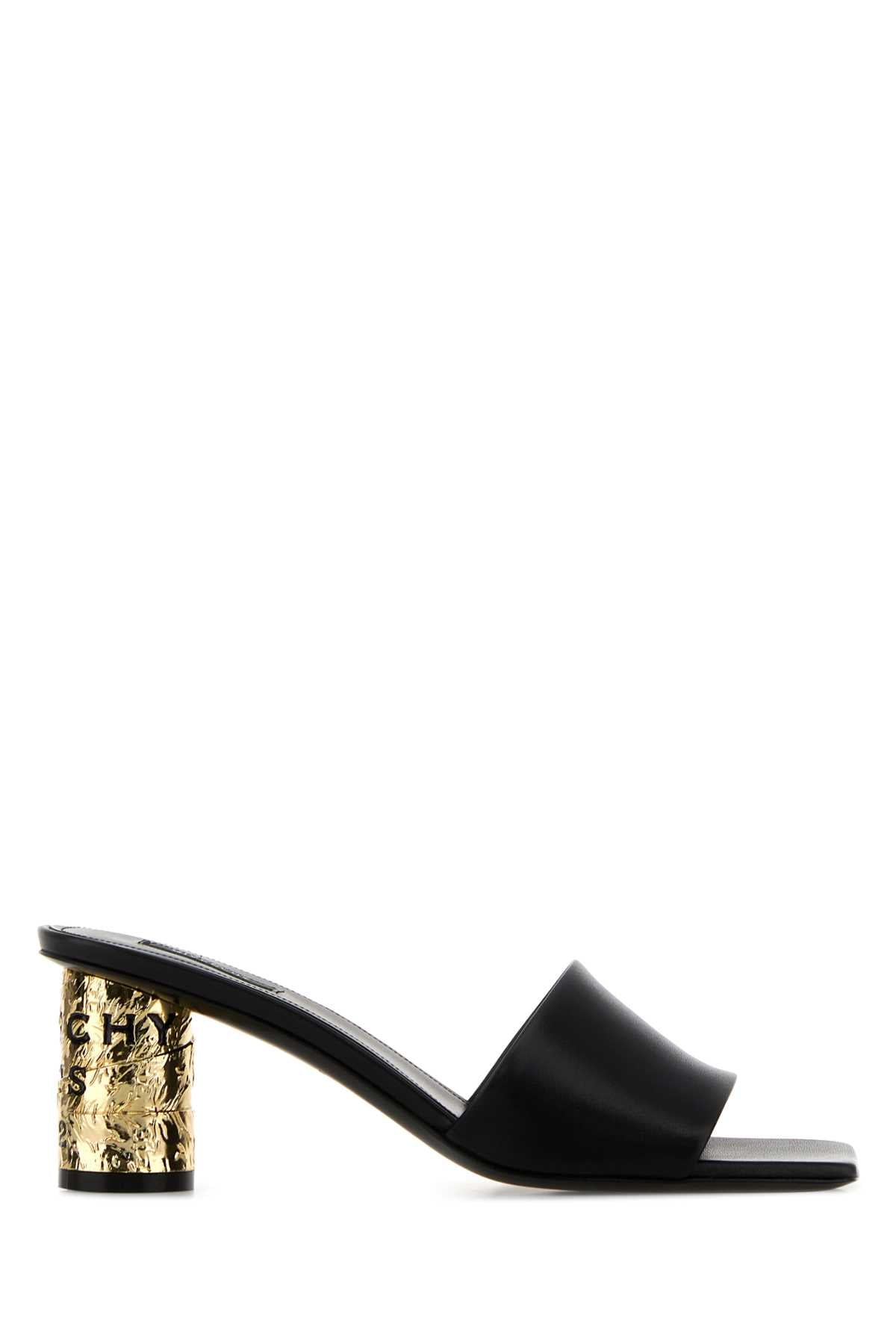 Givenchy Women Black Leather Tape Mules GIVENCHY