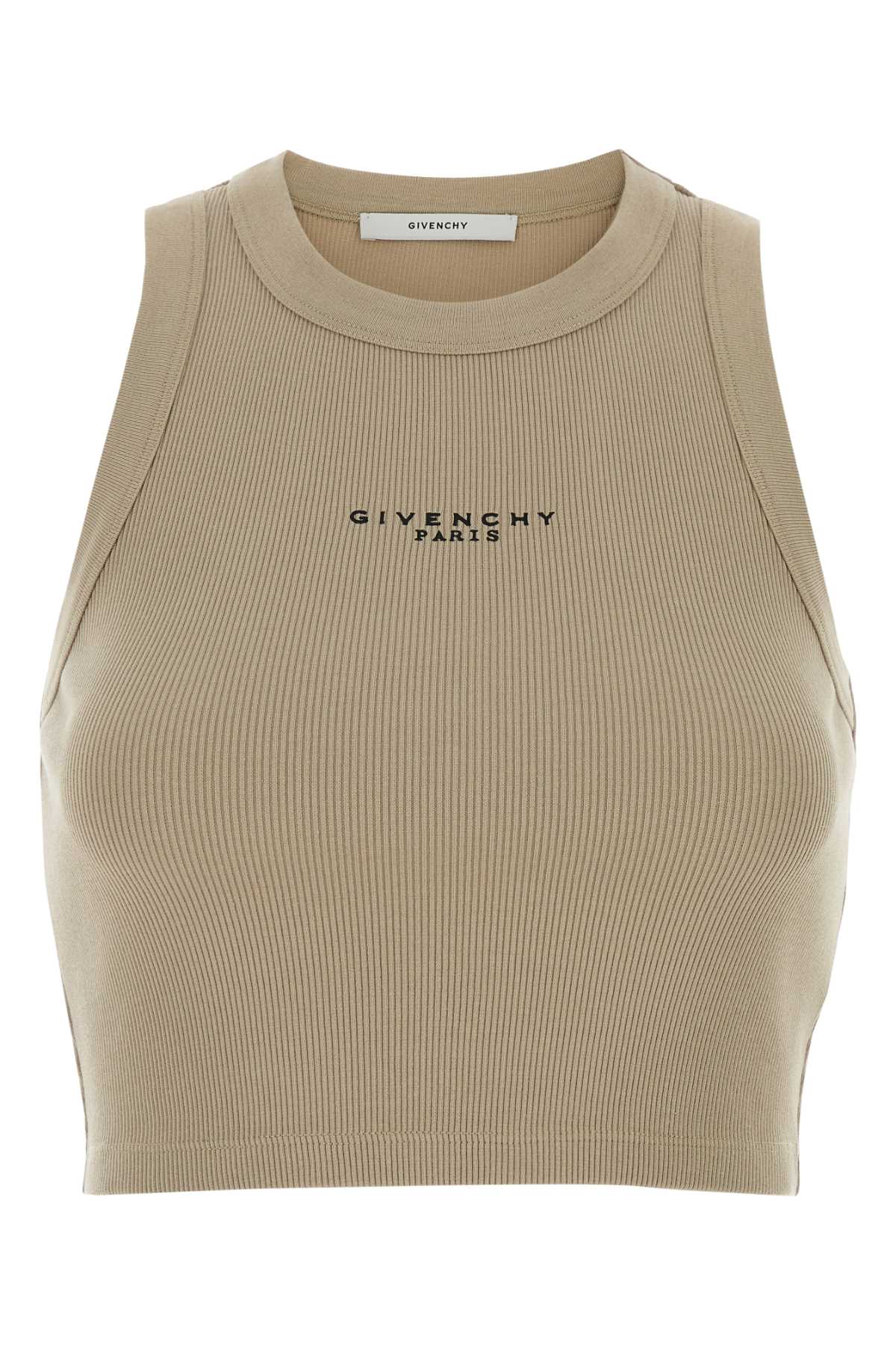 Givenchy Women Beige Stretch Cotton Crop-Top GIVENCHY