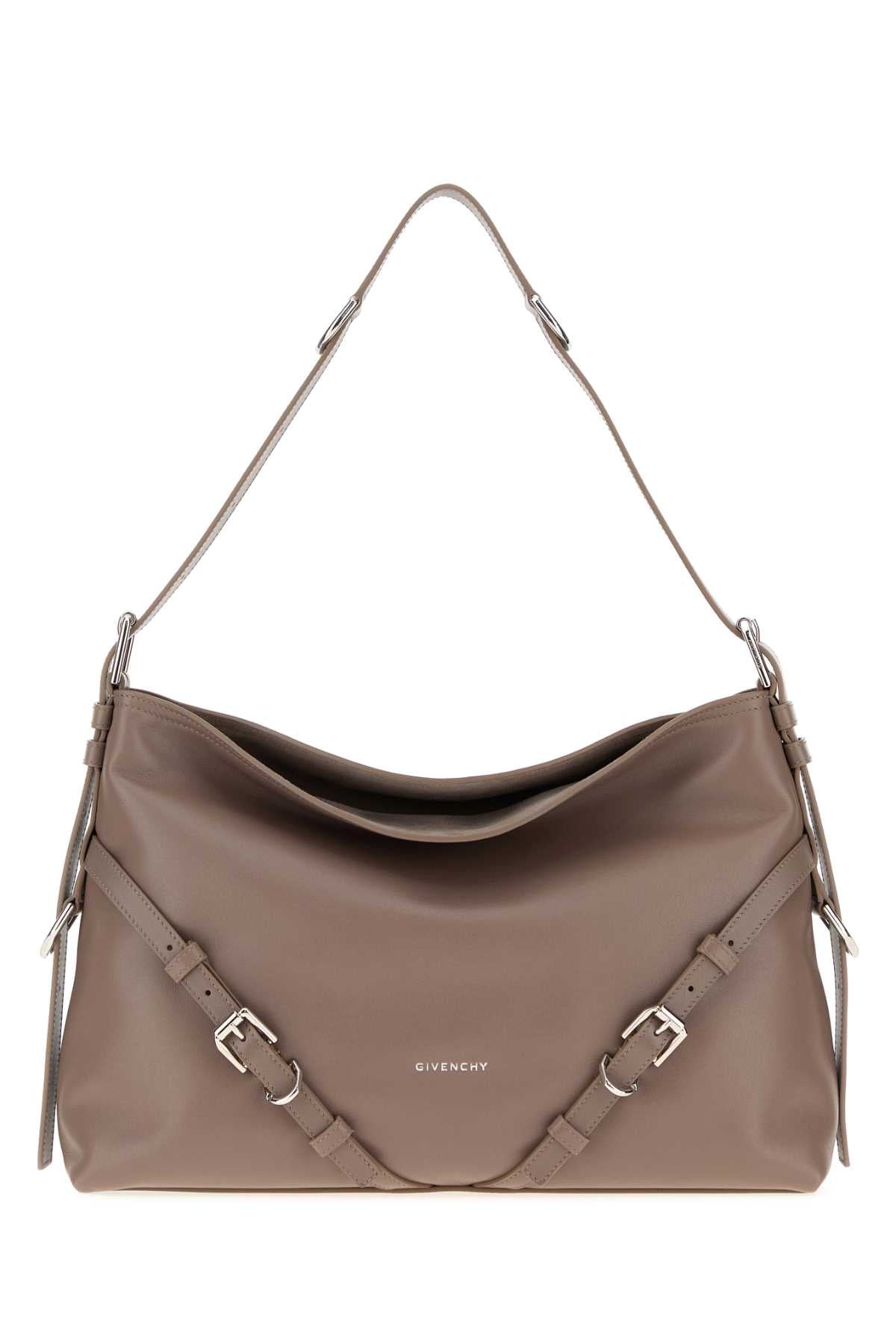 Givenchy Women Dove Grey Leather Medium Voyou Shoulder Bag GIVENCHY