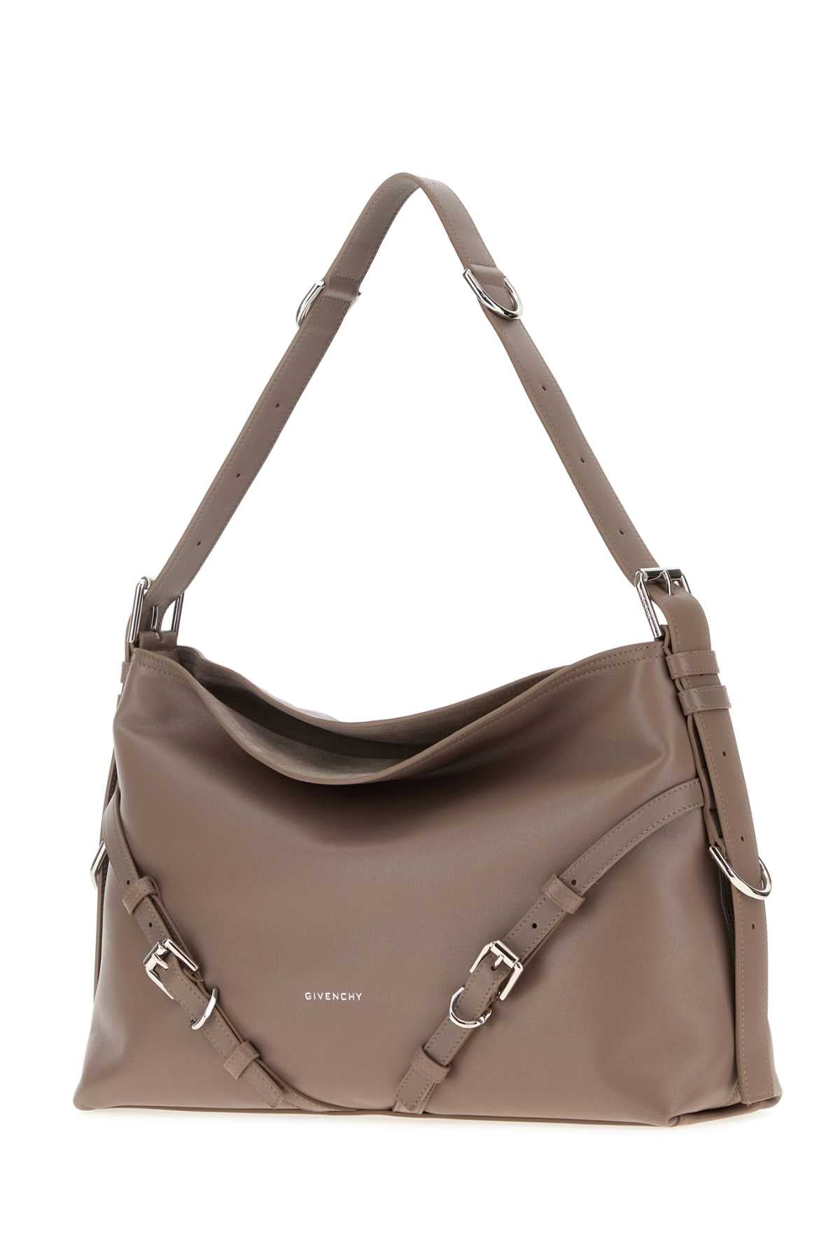 Givenchy Women Dove Grey Leather Medium Voyou Shoulder Bag GIVENCHY