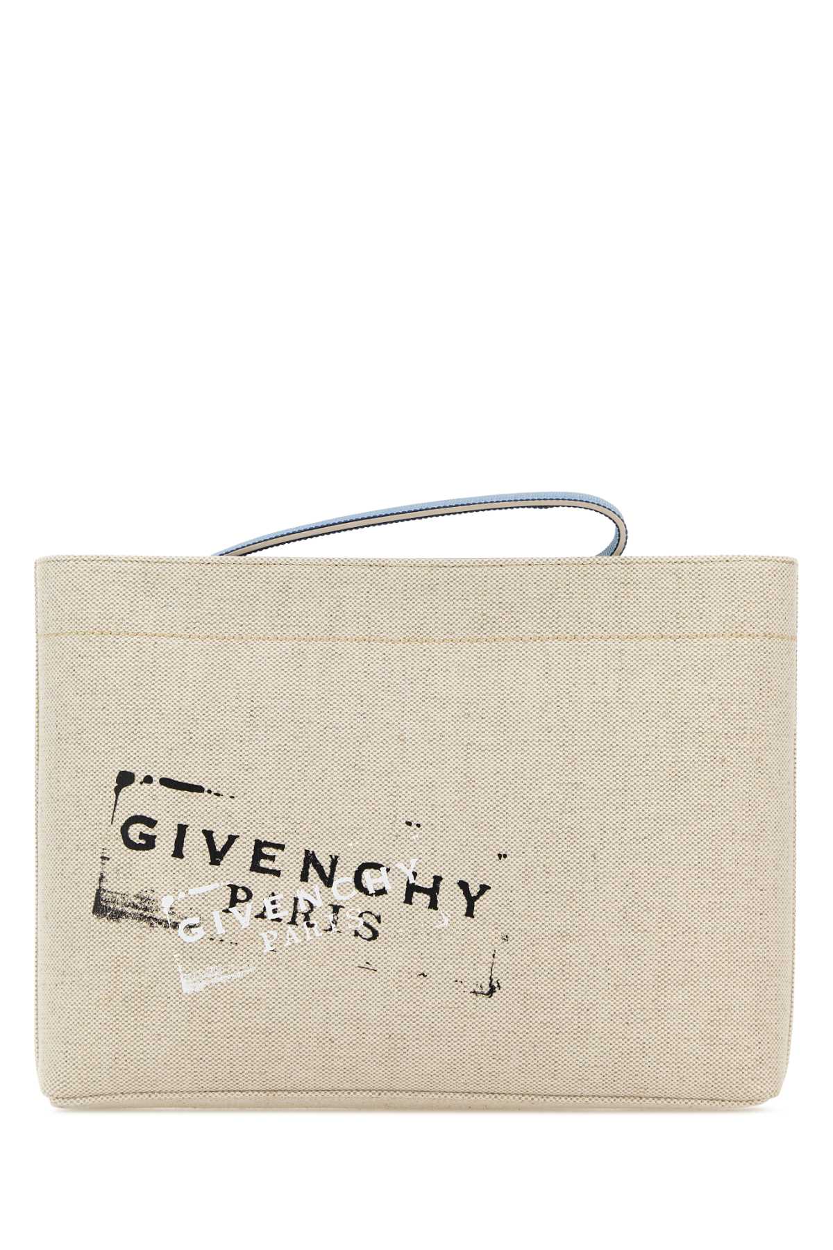 Givenchy Men Sand Canvas Clutch GIVENCHY