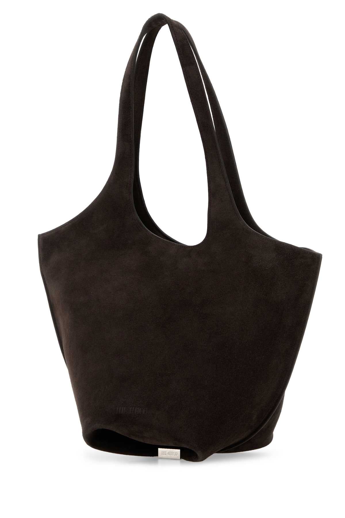 The Attico Women Dark Brown Suede Medium La Scoop Shoulder Bag THE ATTICO
