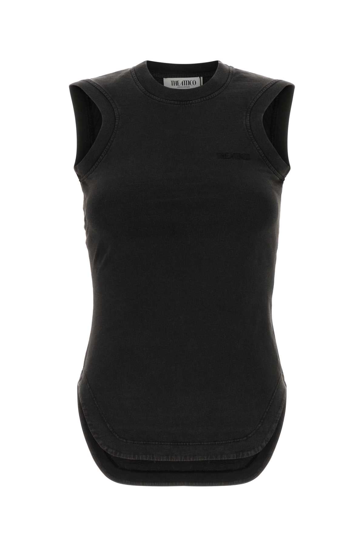 The Attico Women Dark Brown Cotton Tank Top THE ATTICO