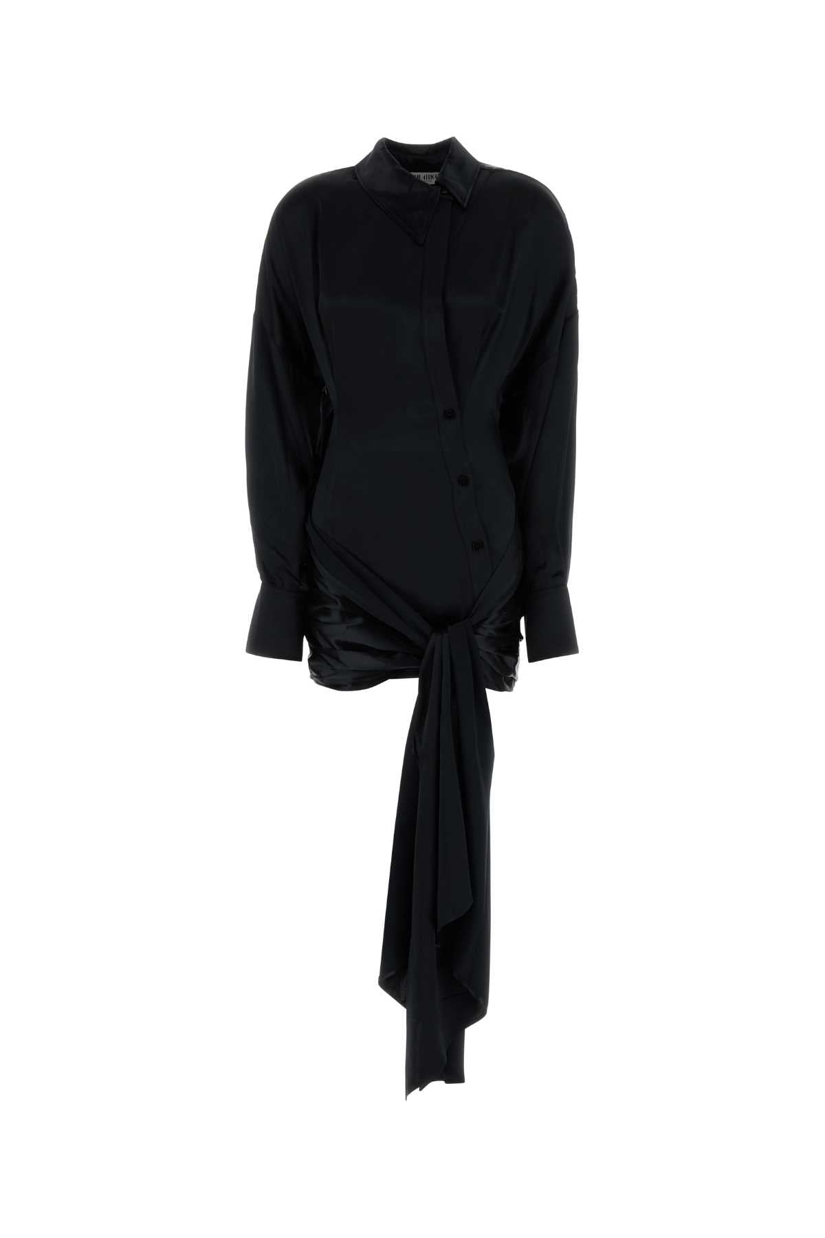The Attico Women Black Satin Shirt Dress THE ATTICO