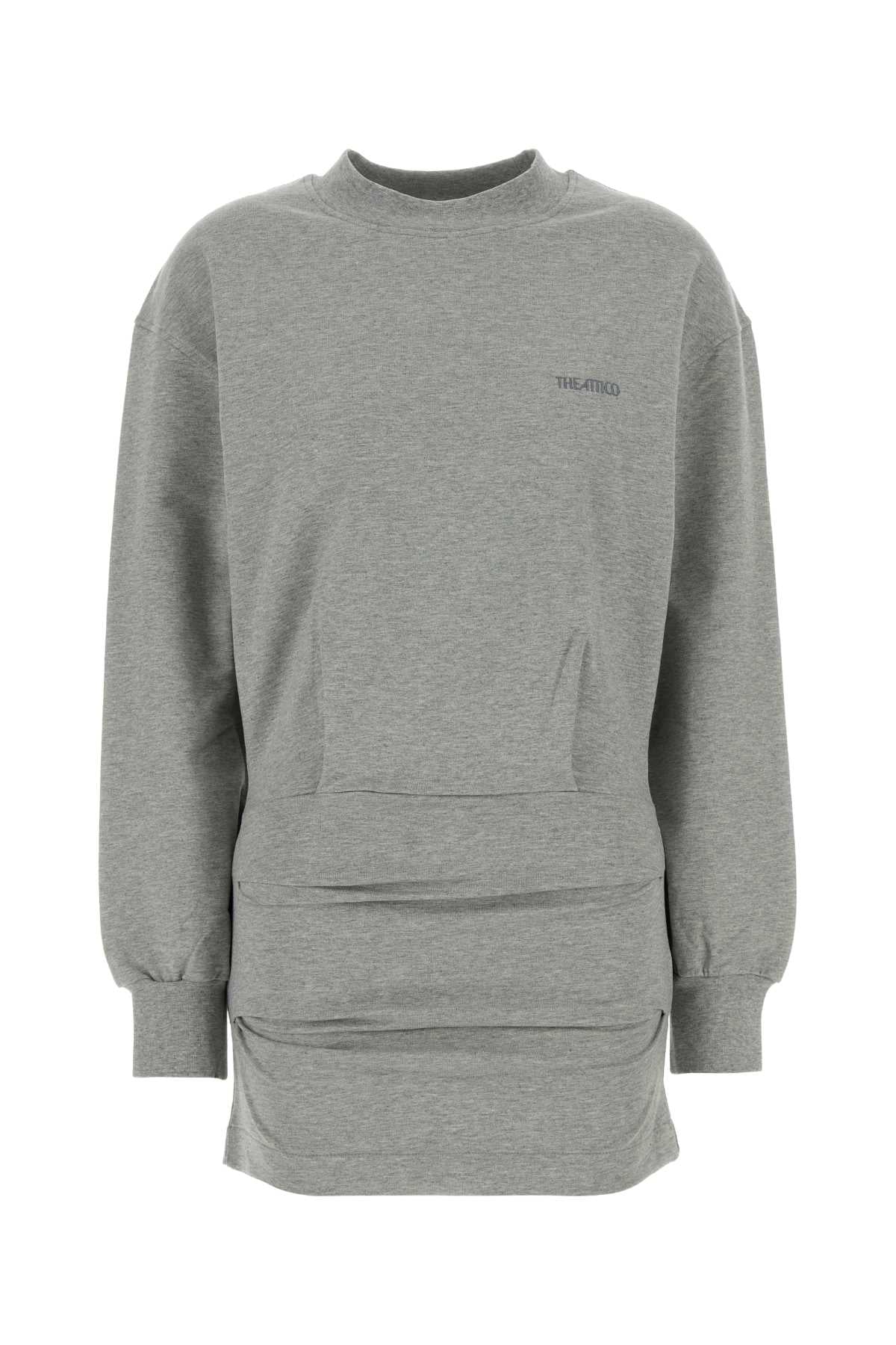 The Attico Women Grey Stretch Cotton Sweatshirt Mini Dress THE ATTICO