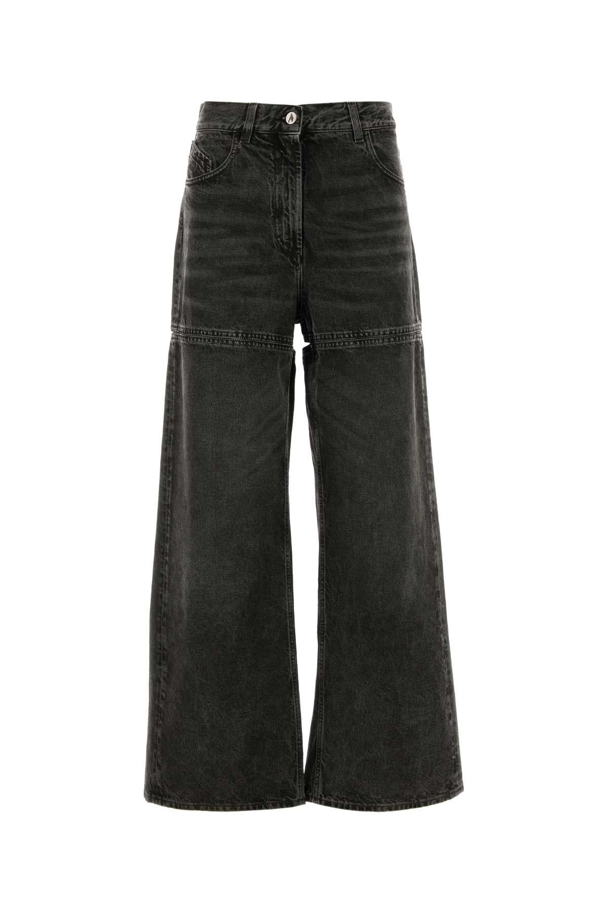 The Attico Women Dark Grey Denim Wide-Leg Jeans THE ATTICO