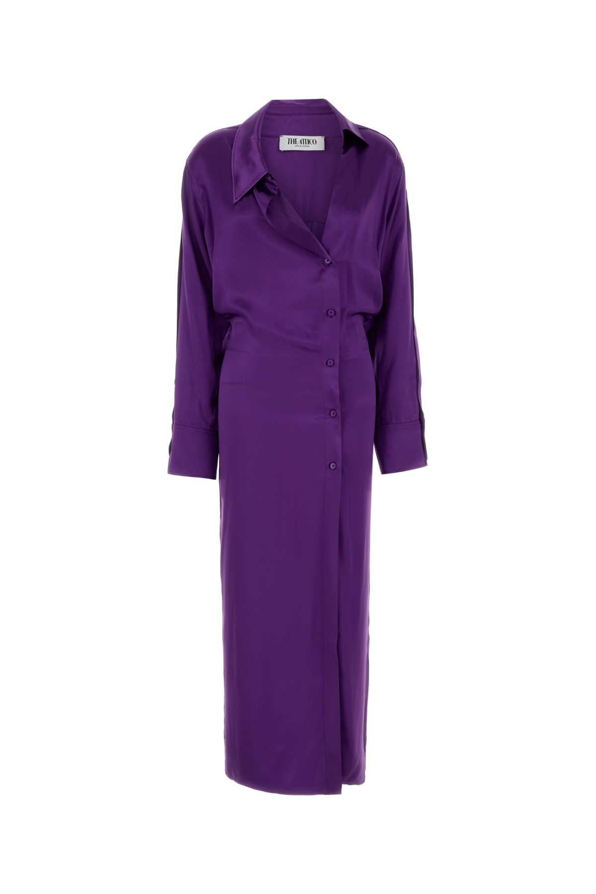 The Attico Women Purple Satin Shirt Dress THE ATTICO