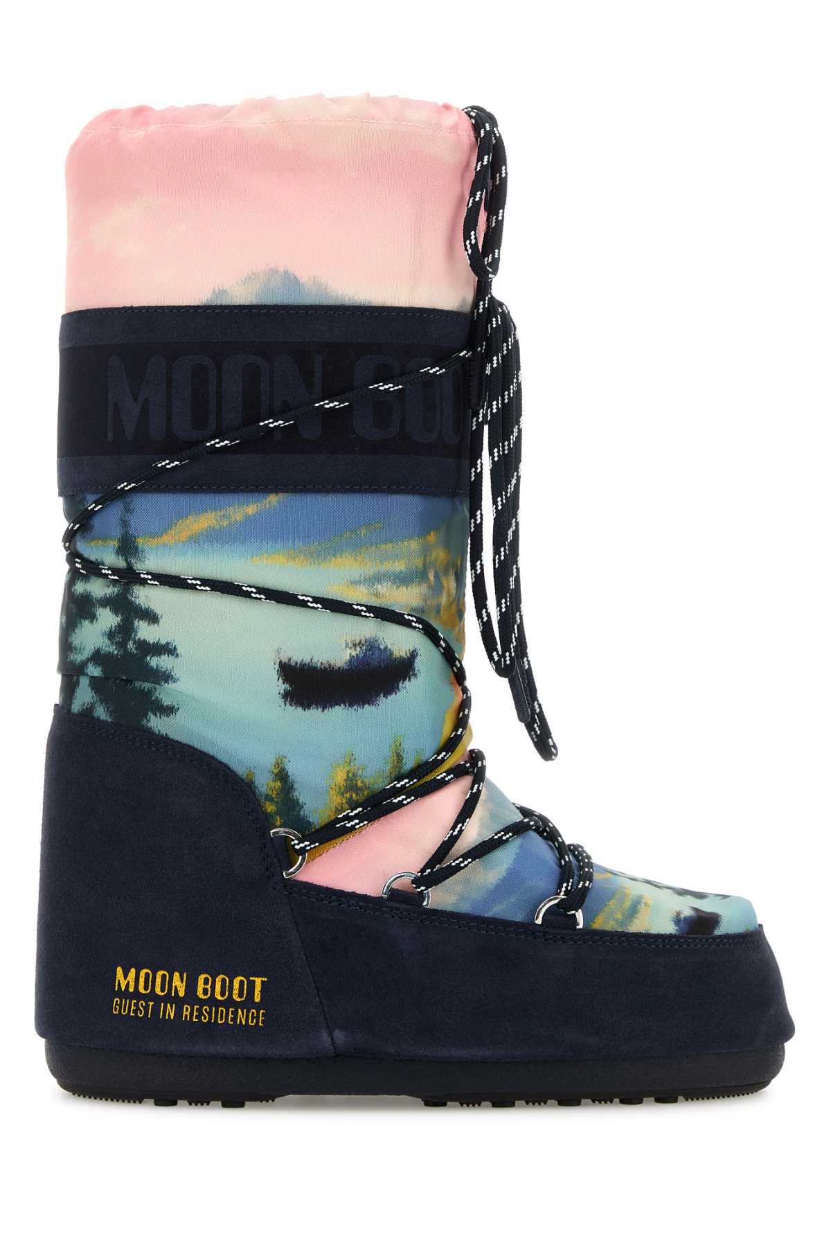 Moon Boot Women Printed Canvas And Suede Moon Boot X Guest In Residence Icon Boots MOON BOOT