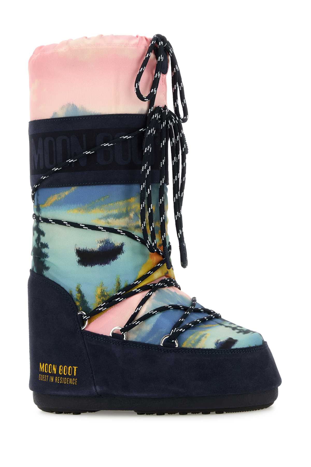Moon Boot Women Printed Canvas And Suede Moon Boot X Guest In Residence Icon Boots MOON BOOT