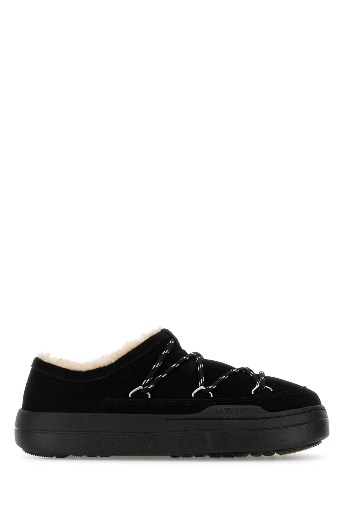 Moon Boot Women Black Suede Park Slippers MOON BOOT