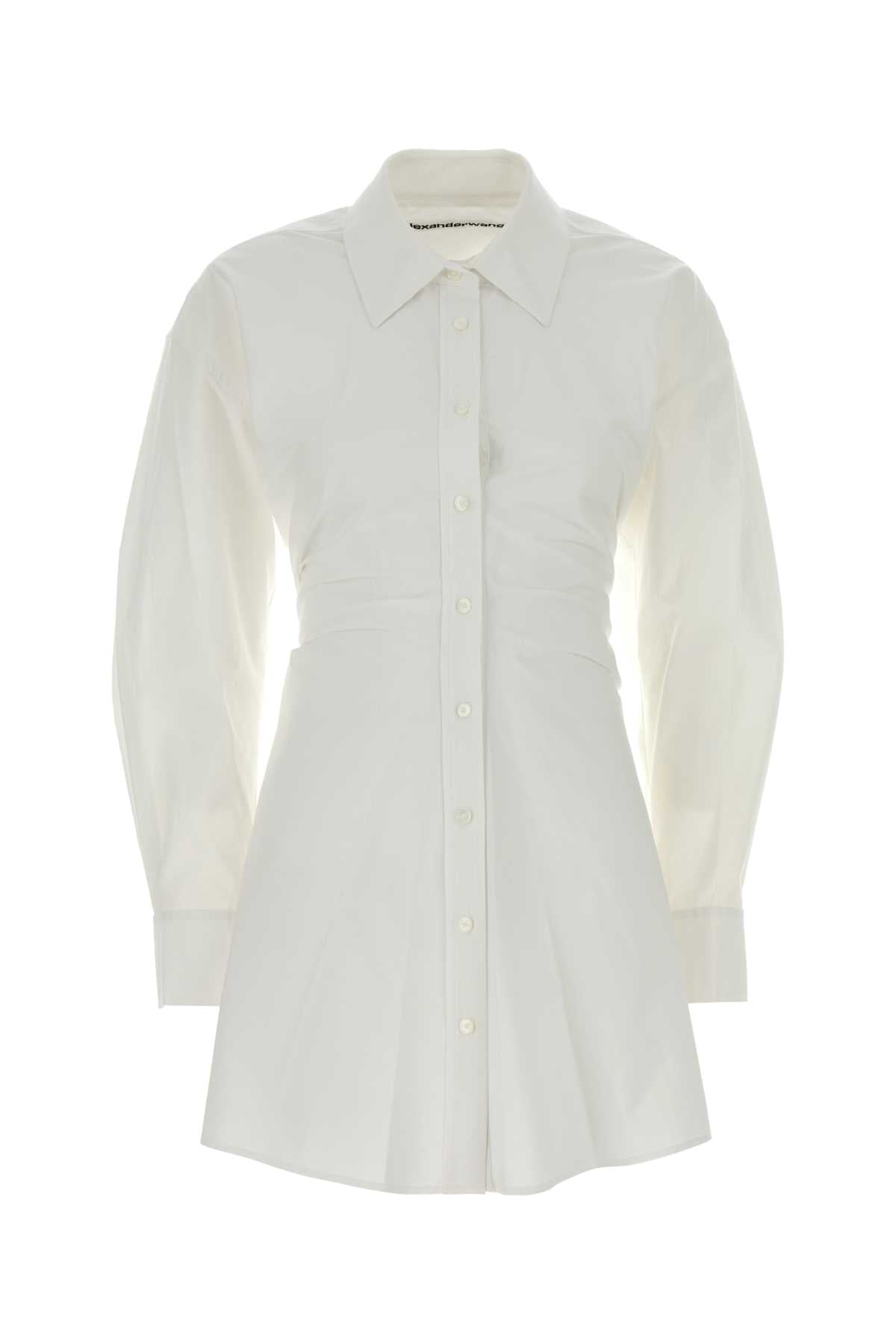 Alexander Wang Women White Stretch Poplin Shirt Dress ALEXANDER WANG