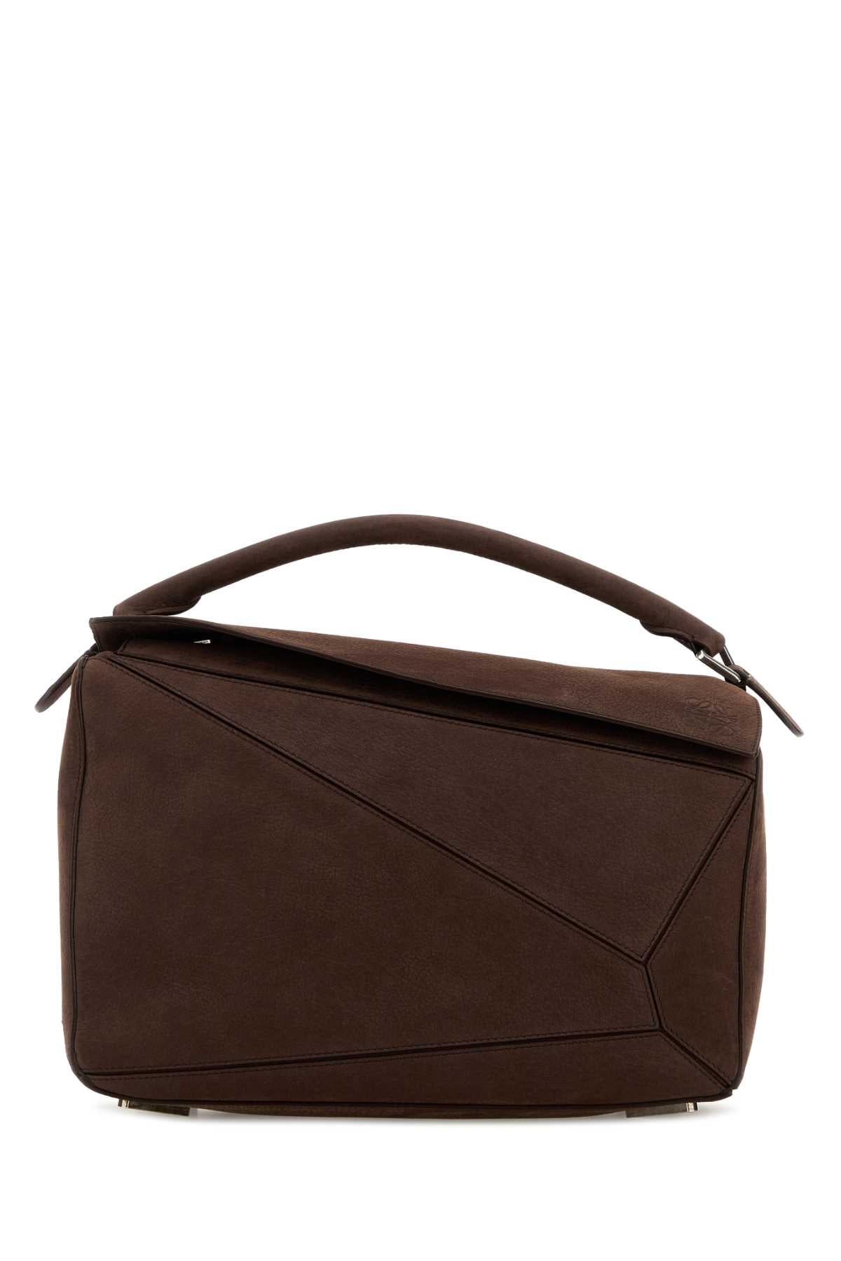 Loewe Men Brown Leather Large Puzzle Handbag LOEWE