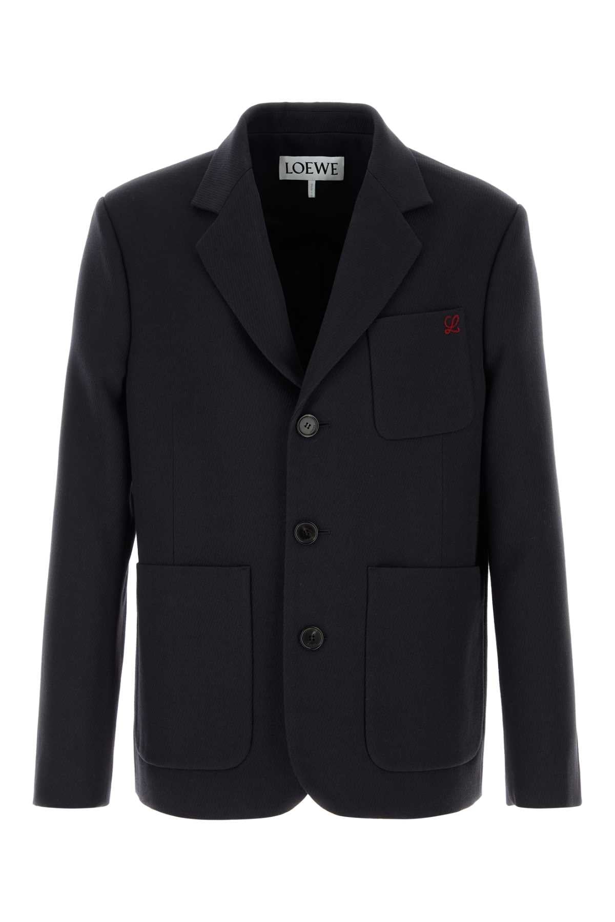 Loewe Men Navy Blue Wool Blazer LOEWE