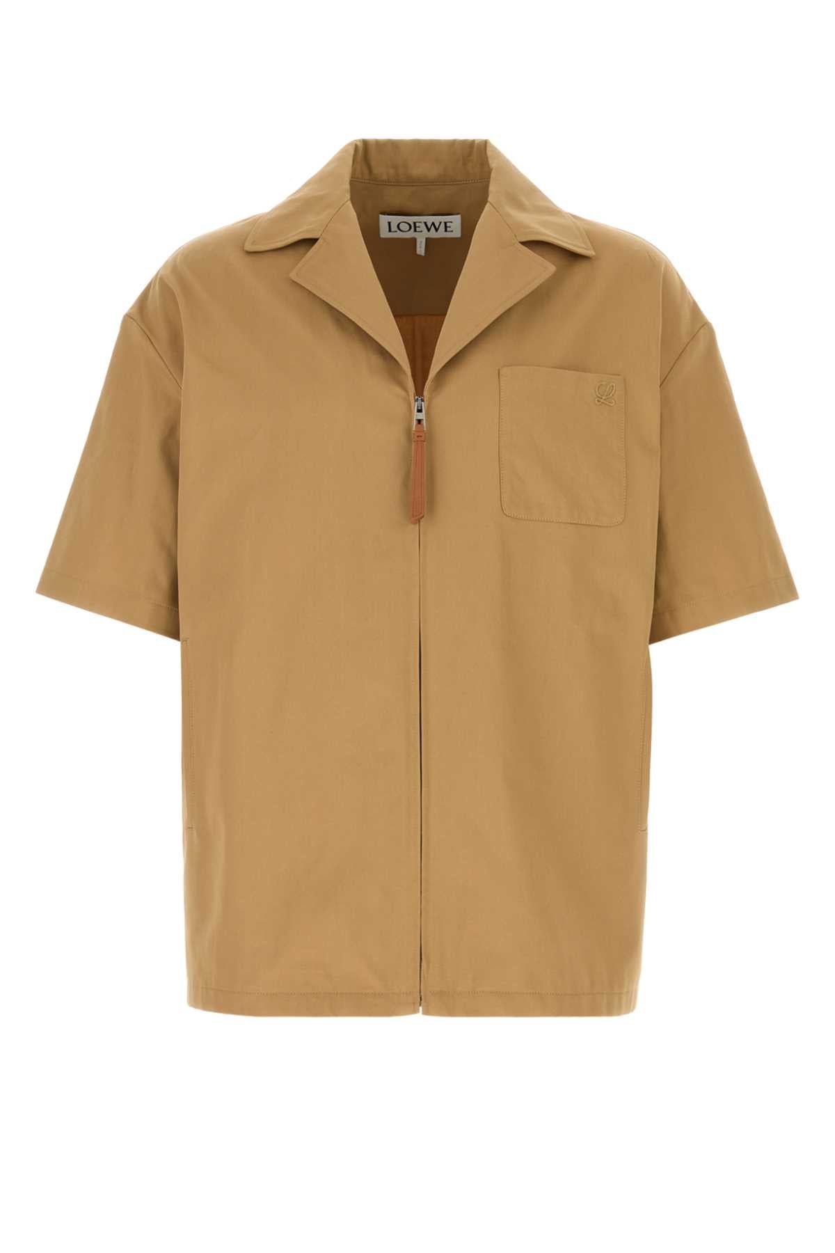 Loewe Men Camel Gabardine Shirt LOEWE