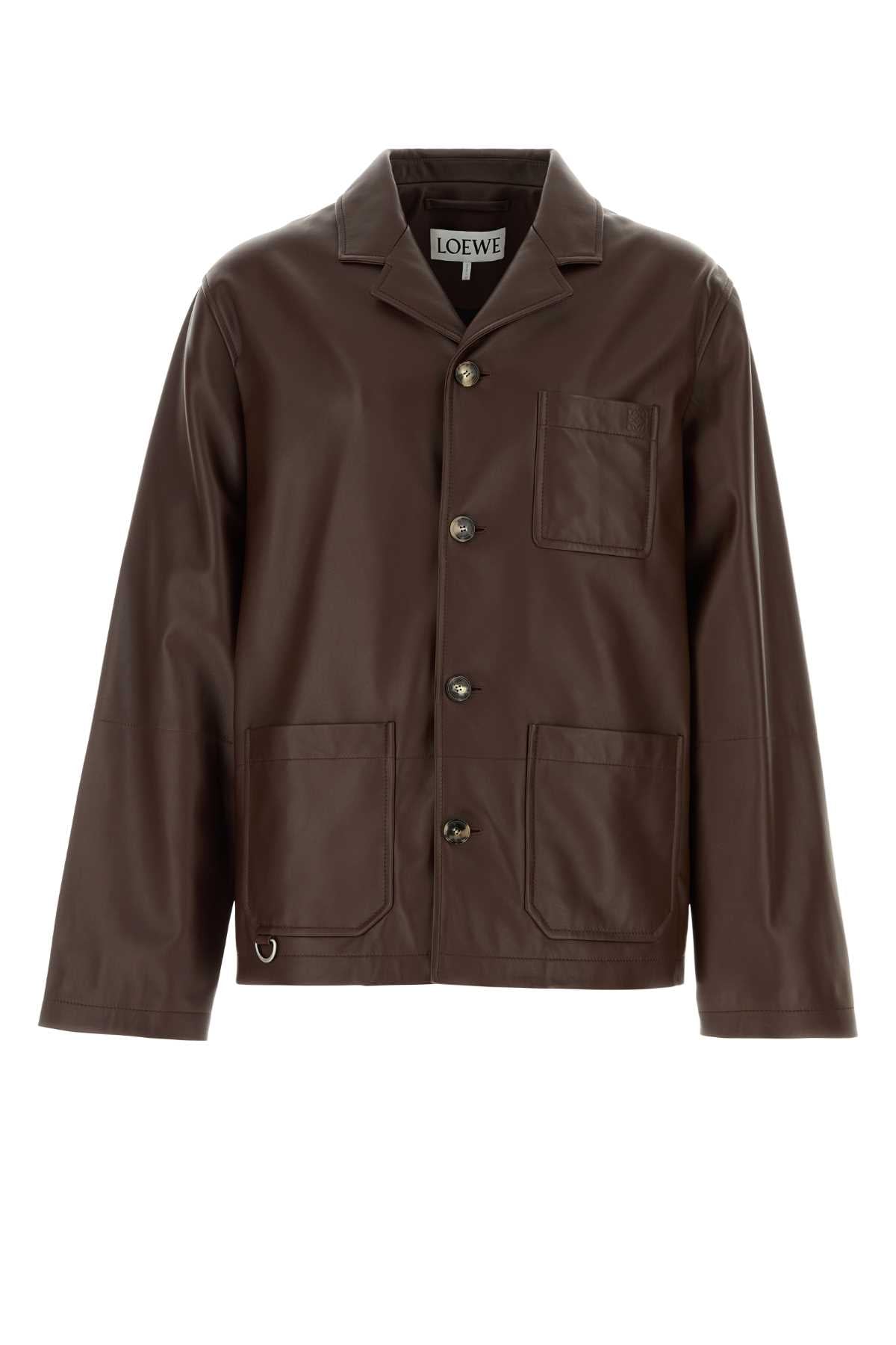 Loewe Men Chocolate Leather Jacket LOEWE