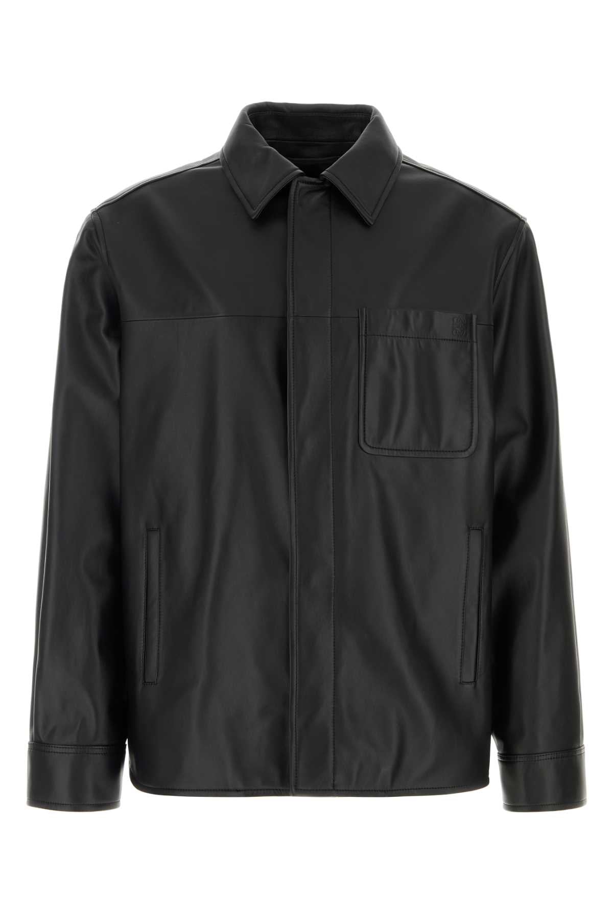 Loewe Men Black Leather Shirt LOEWE