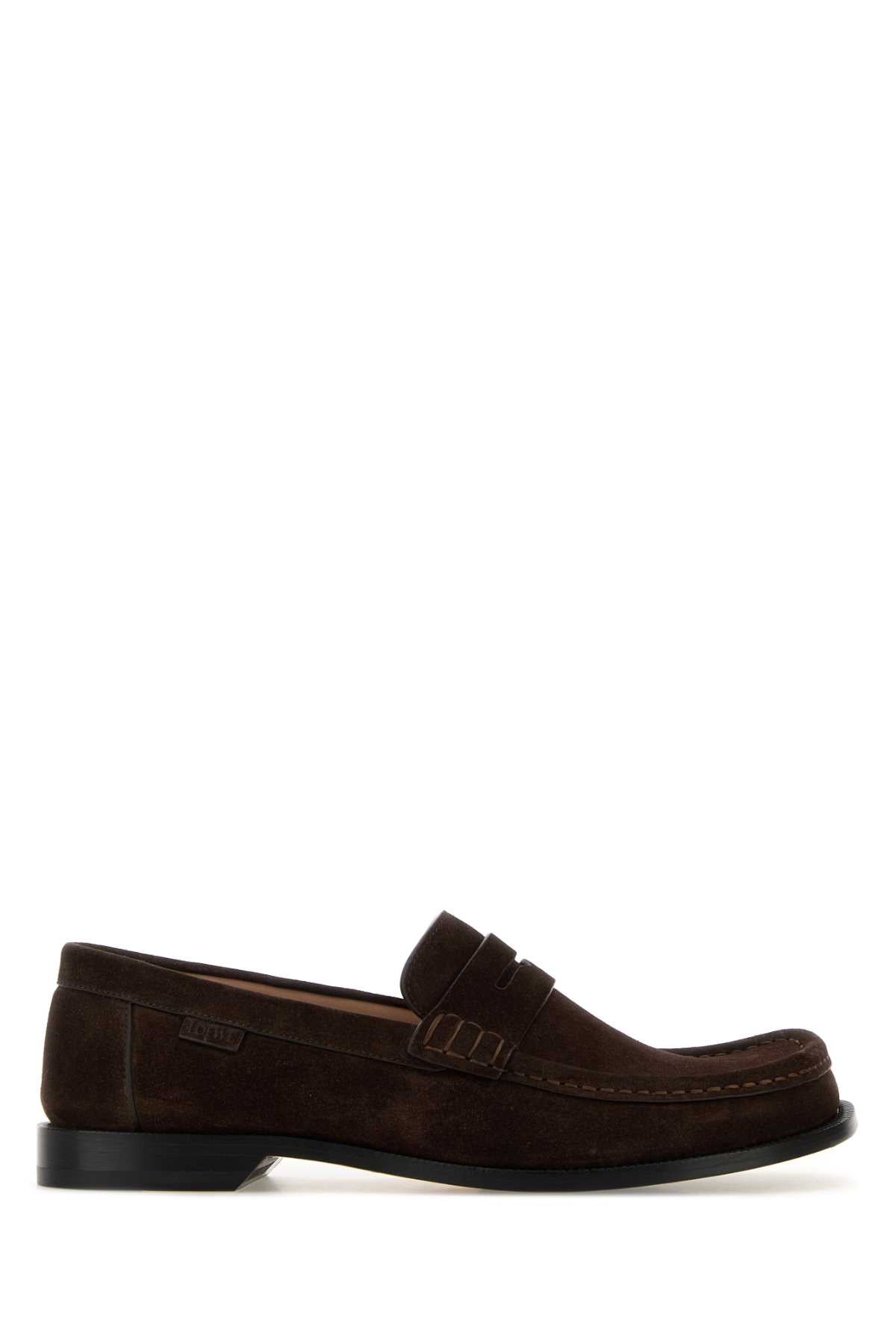 Loewe Men Dark Brown Suede Campo Loafers LOEWE