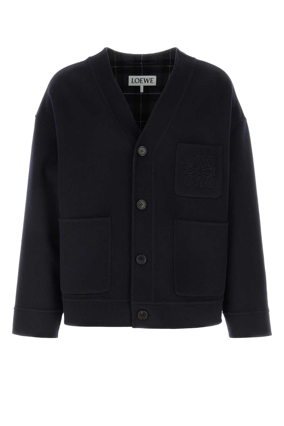 Loewe Men Dark Blue Wool Blend Cardigan LOEWE