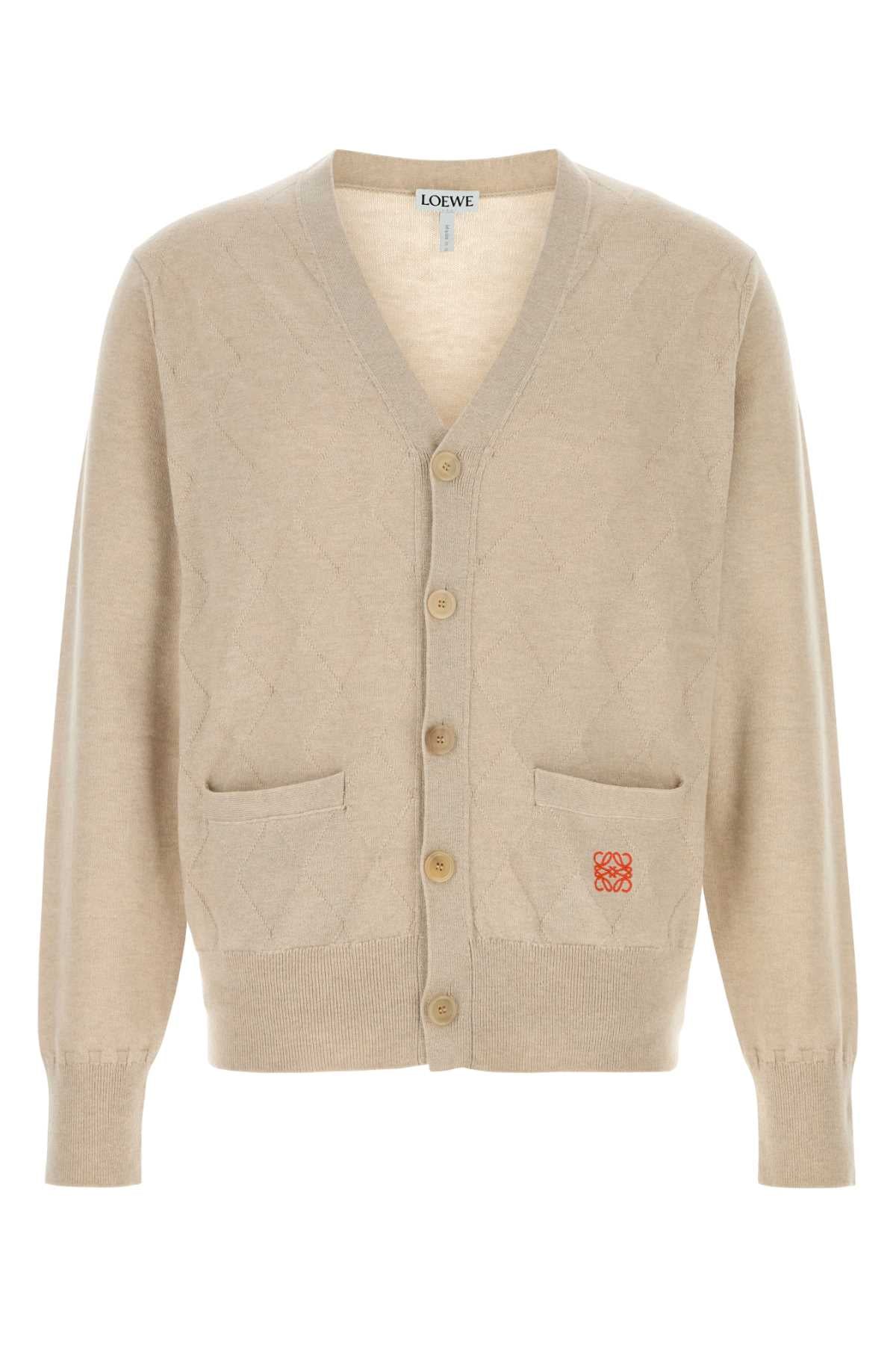 Loewe Men Sand Wool Blend Cardigan LOEWE