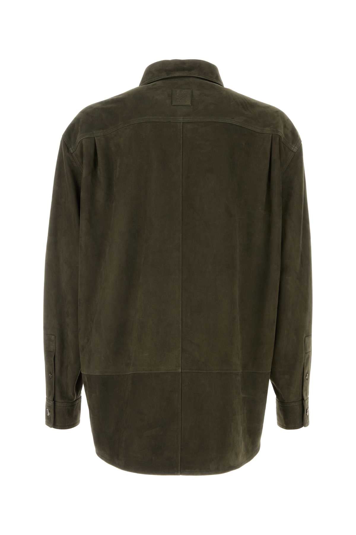 Loewe Men Khaki Suede Shirt LOEWE