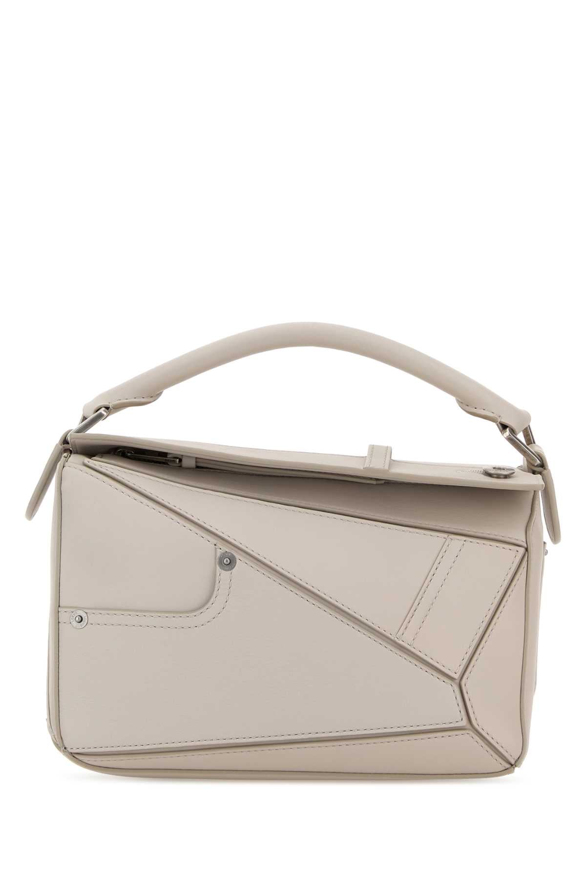 Loewe Women Light Grey Leather Small Puzzle Panta Handbag LOEWE