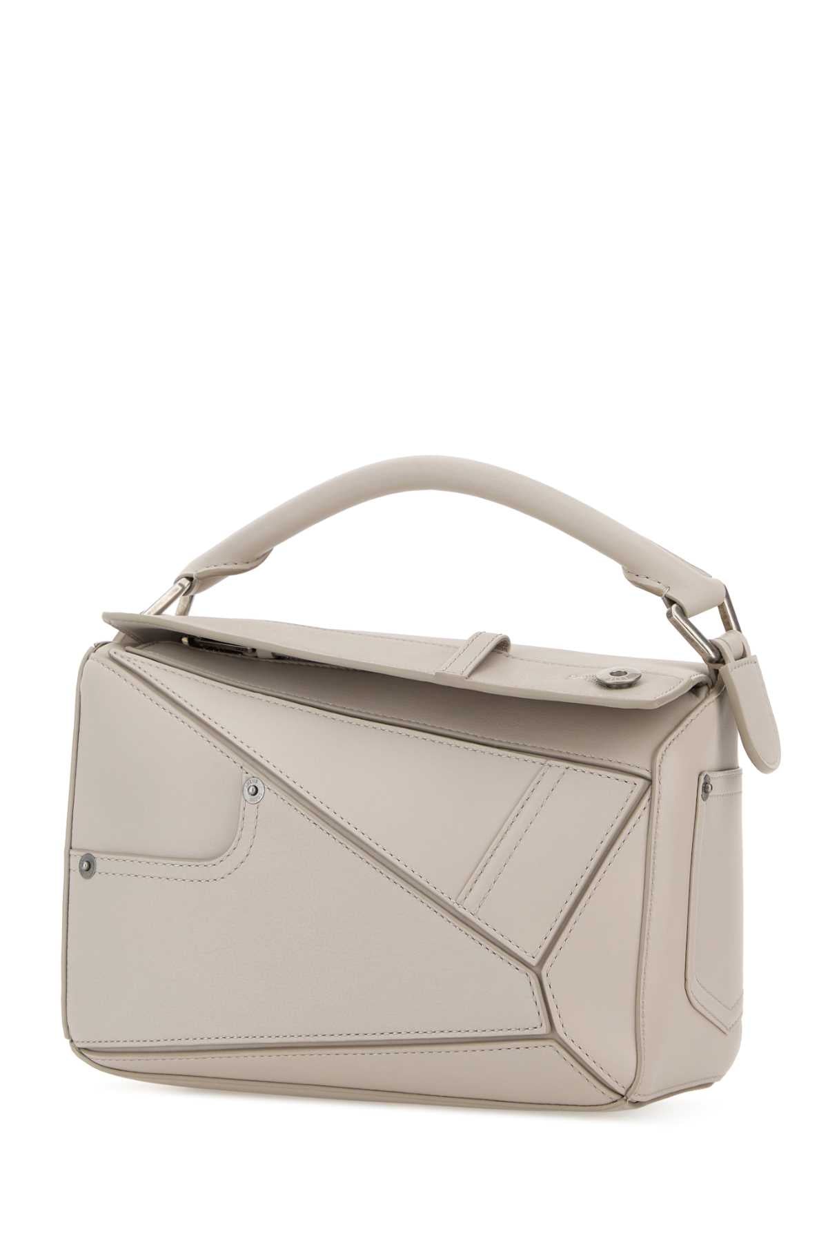 Loewe Women Light Grey Leather Small Puzzle Panta Handbag LOEWE
