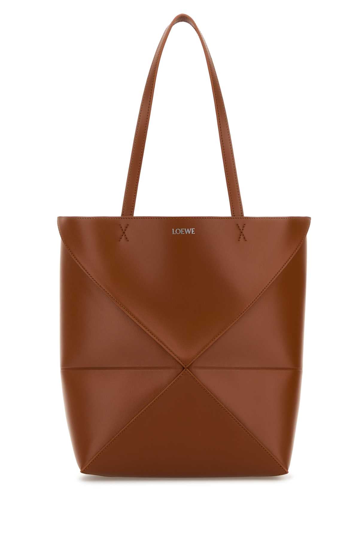 Loewe Women Caramel Leather Medium Puzzle Fold Shopping Bag LOEWE