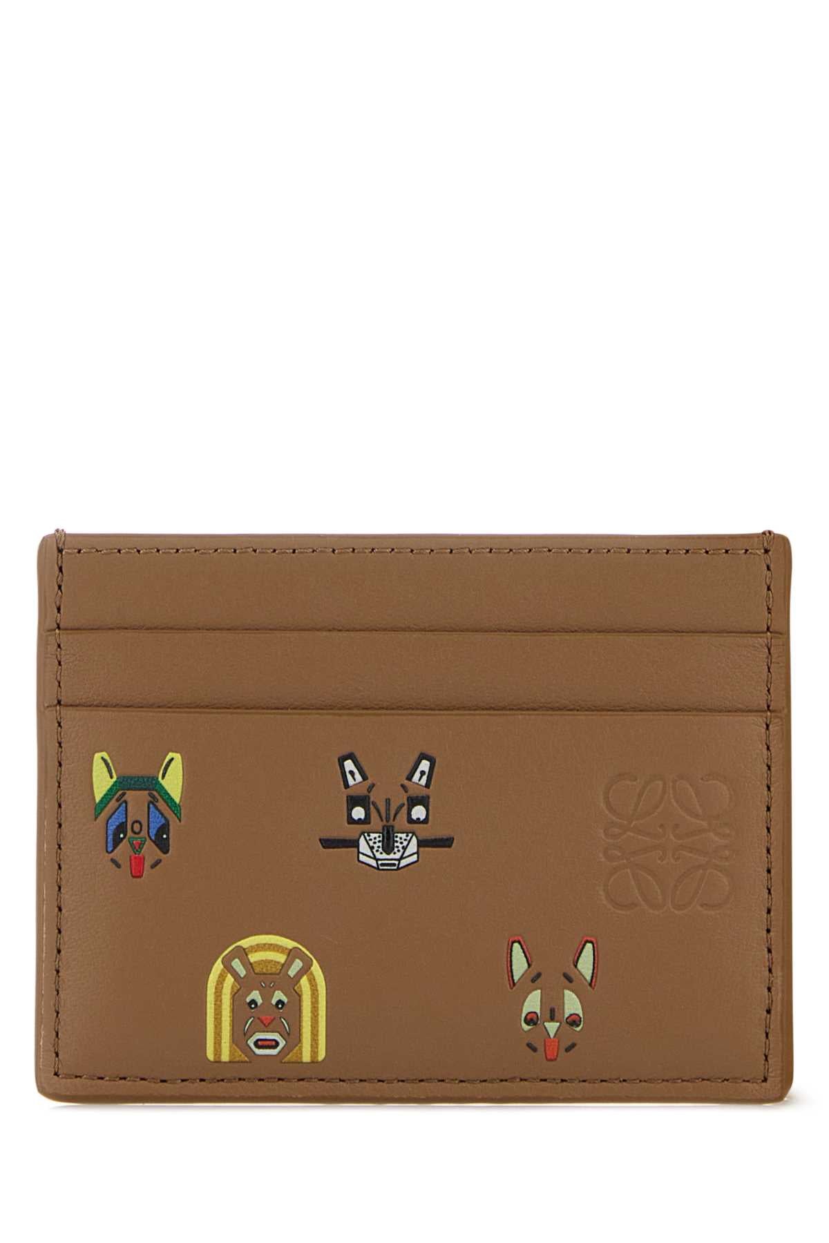 Loewe Women Camel Leather Cats Card Holder LOEWE