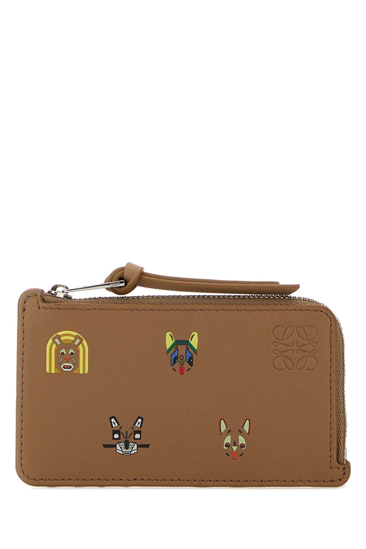 Loewe Women Camel Leather Card Holder LOEWE
