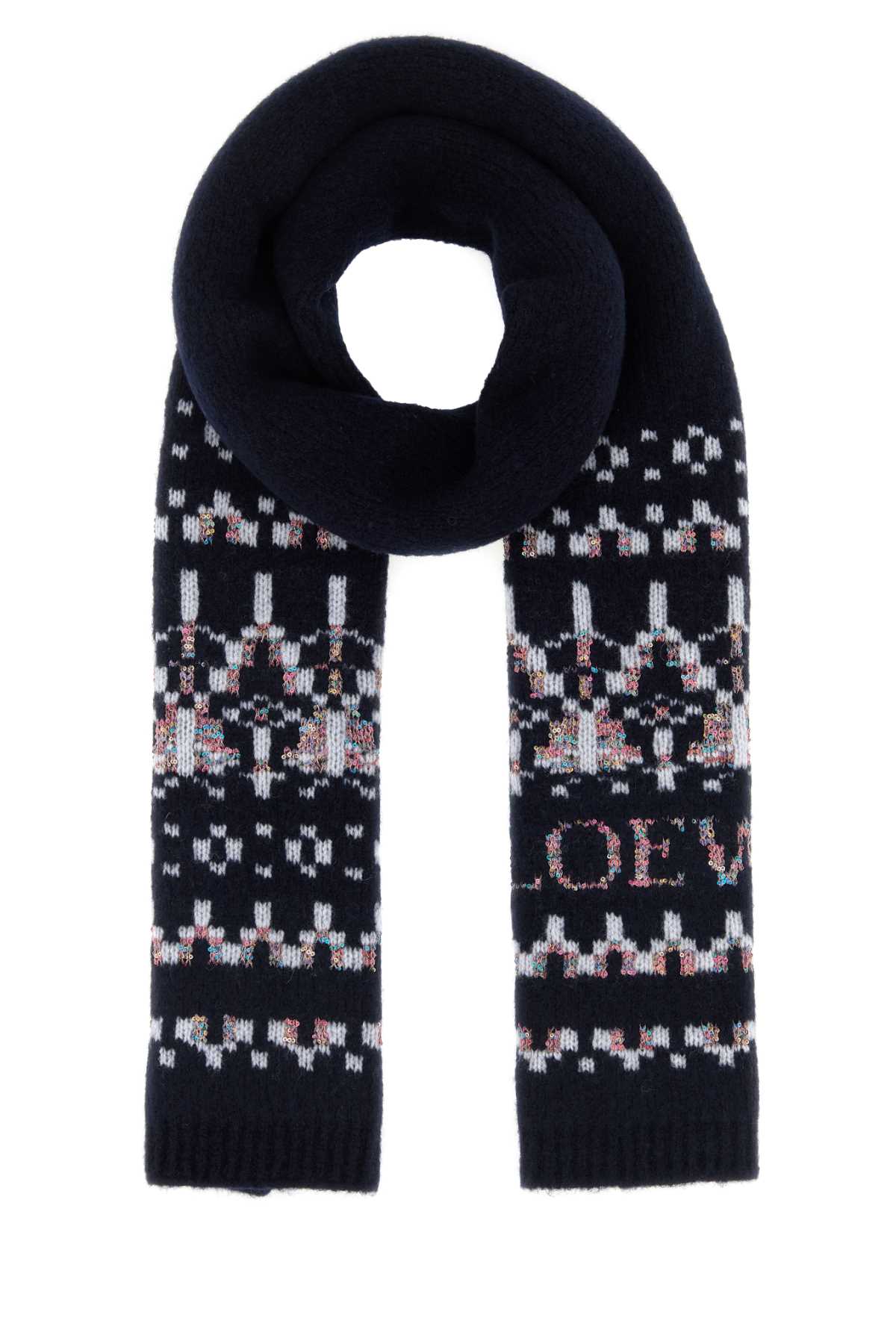 Loewe Women Midnight Blue Wool Blend Scarf LOEWE