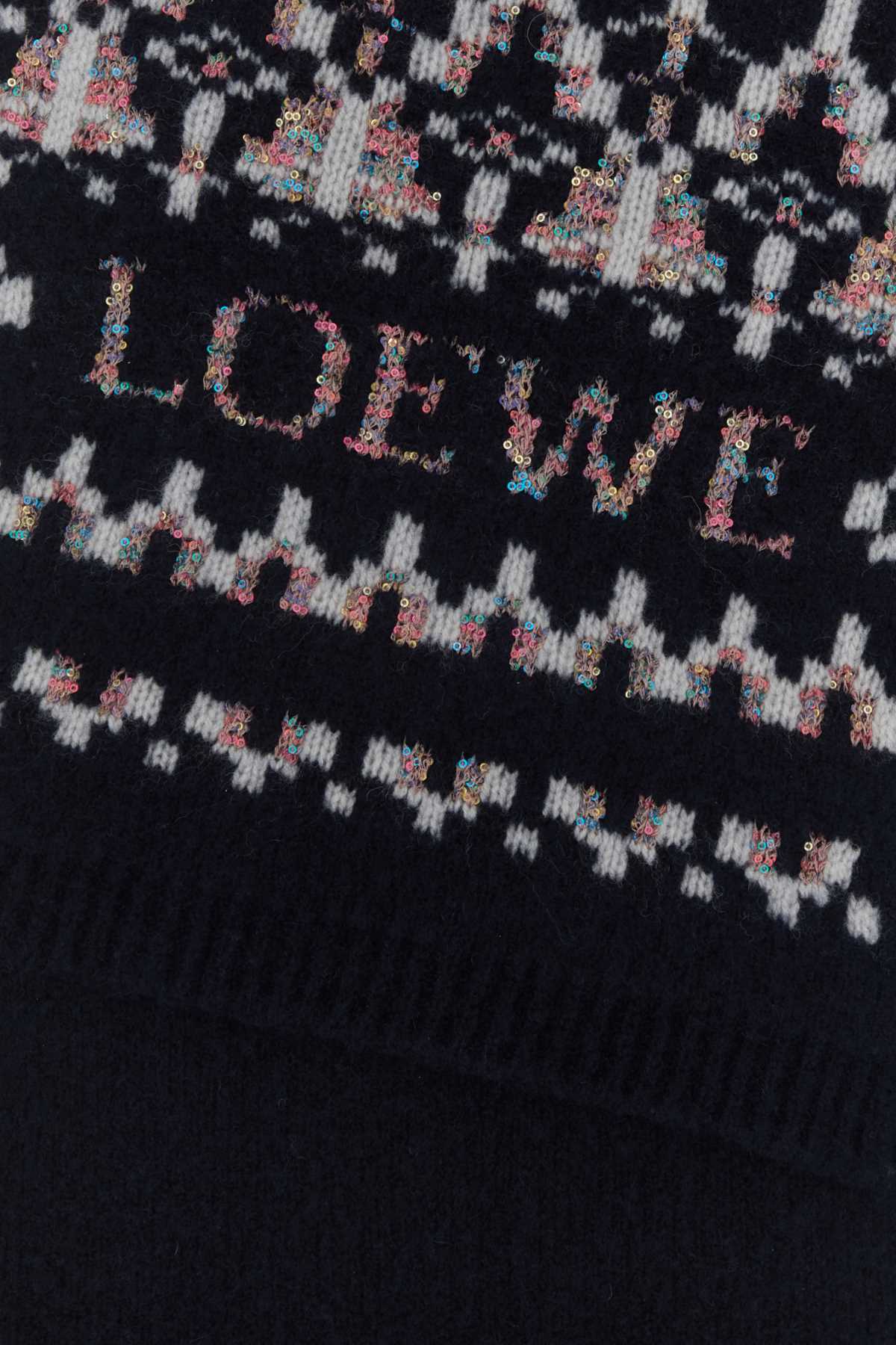 Loewe Women Midnight Blue Wool Blend Scarf LOEWE