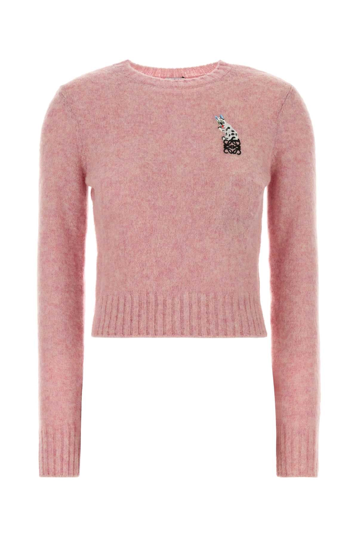 Loewe Women Melange Pink Wool Sweater LOEWE