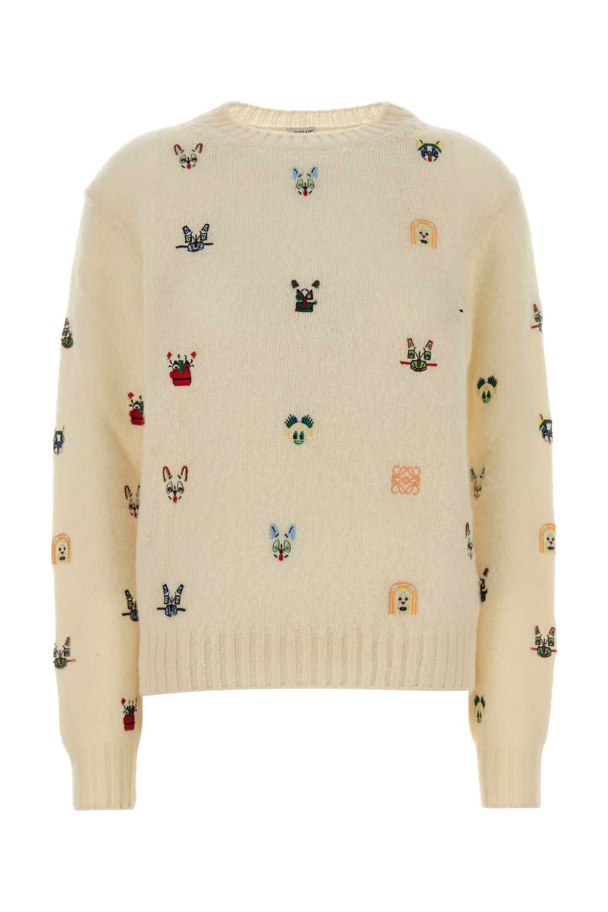 Loewe Women Cream Wool Blend Sweater LOEWE