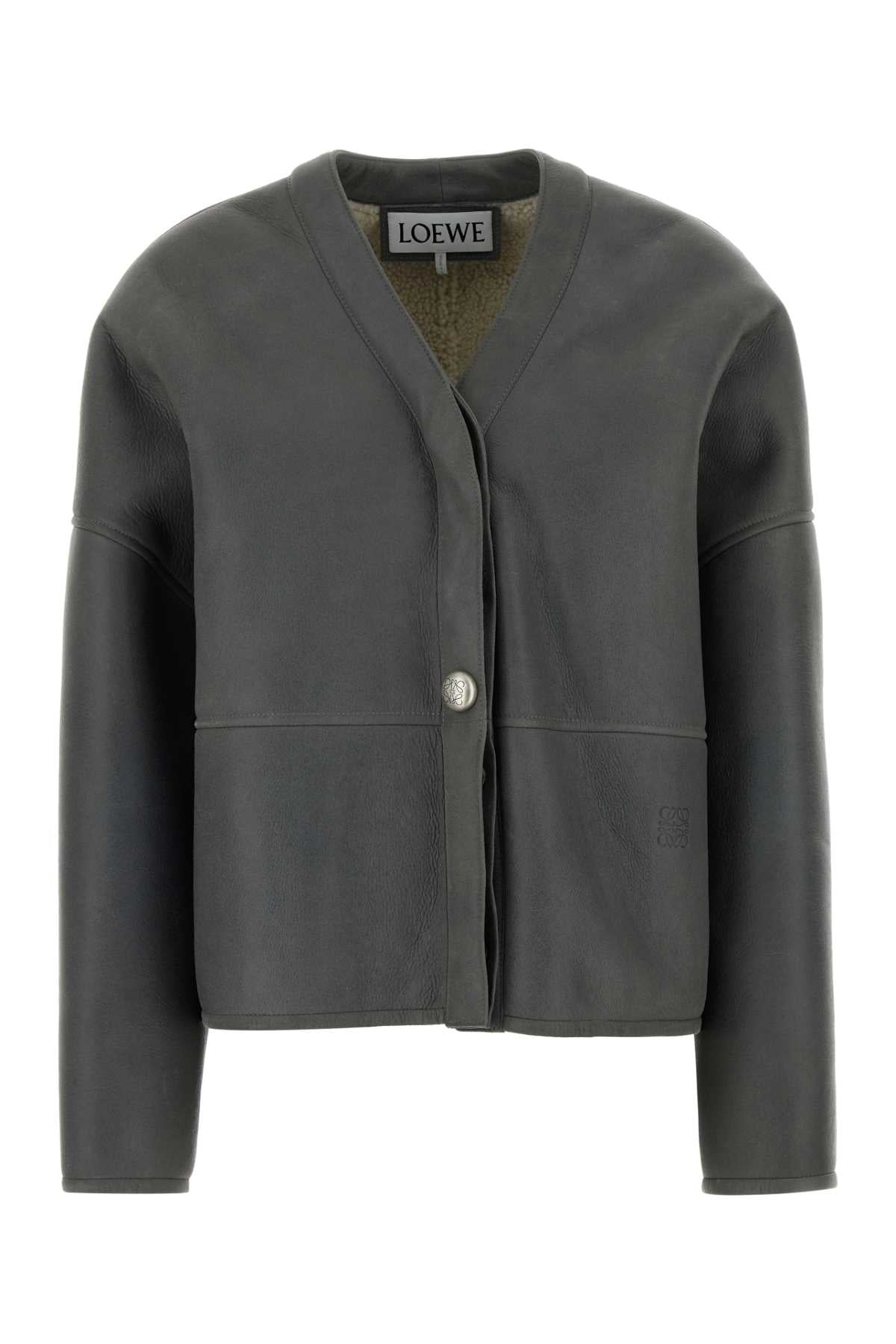 Loewe Women Dark Grey Shearling Jacket LOEWE