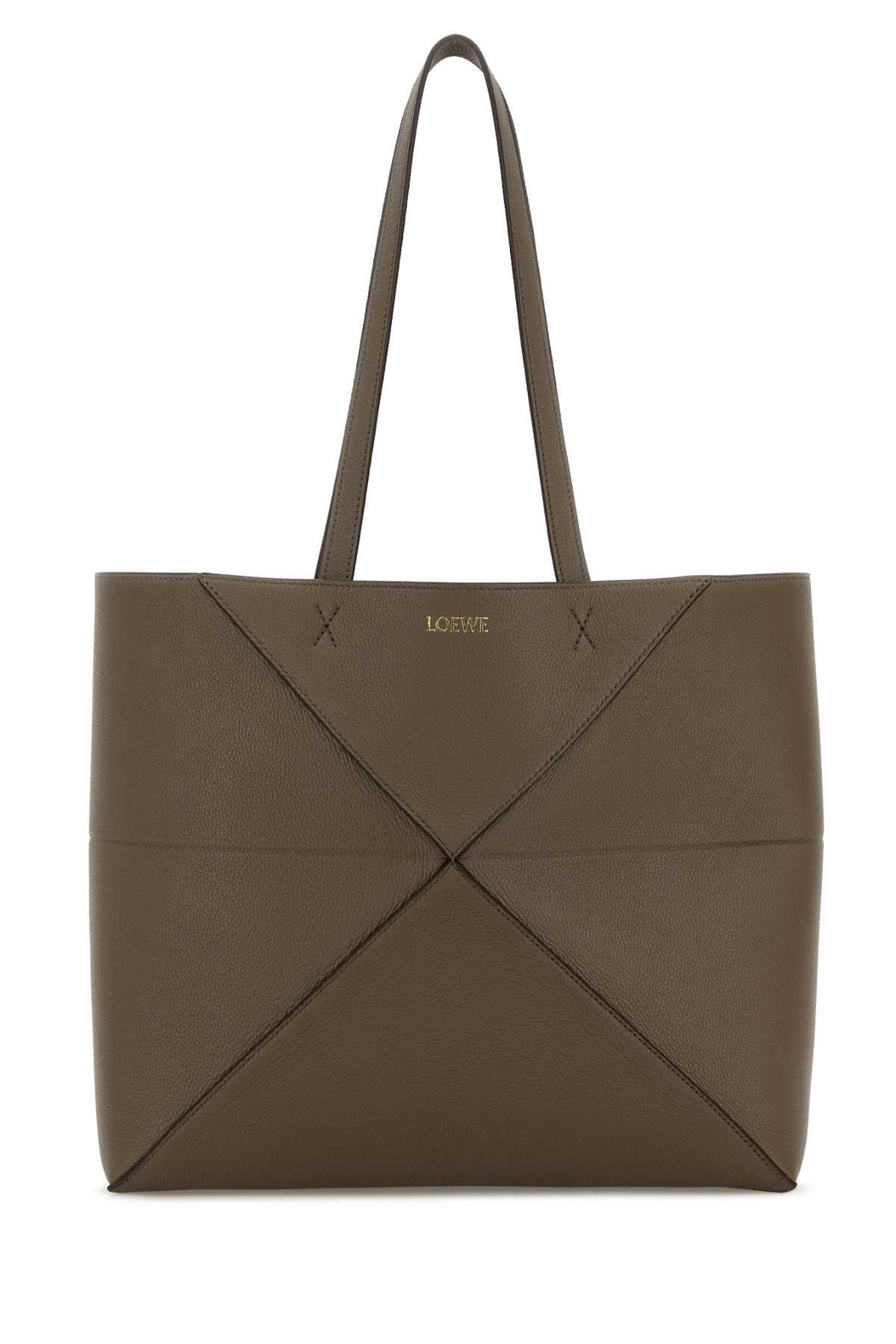 Loewe Women Mud Leather Medium Puzzle Fold Shopping Bag LOEWE