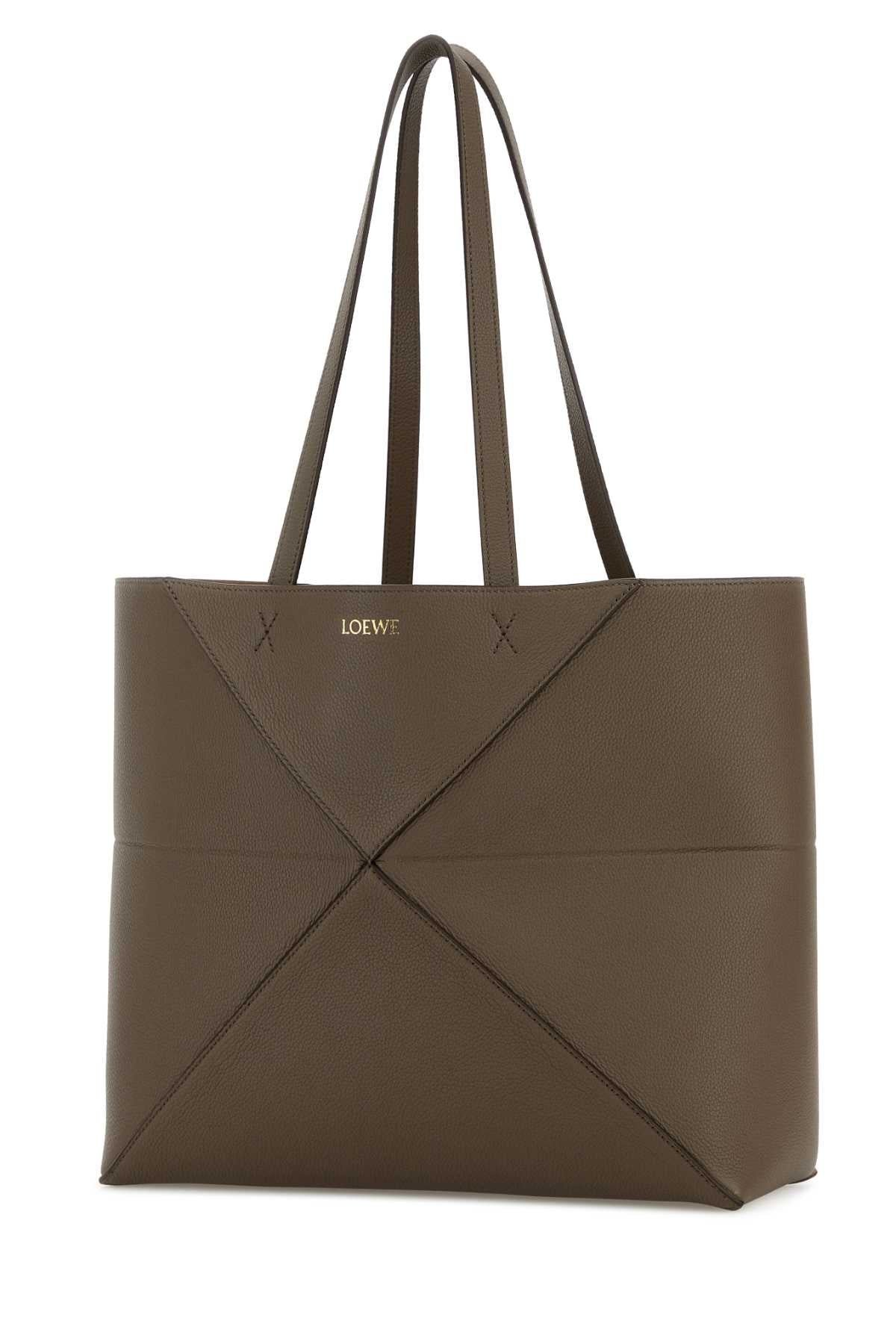 Loewe Women Mud Leather Medium Puzzle Fold Shopping Bag LOEWE