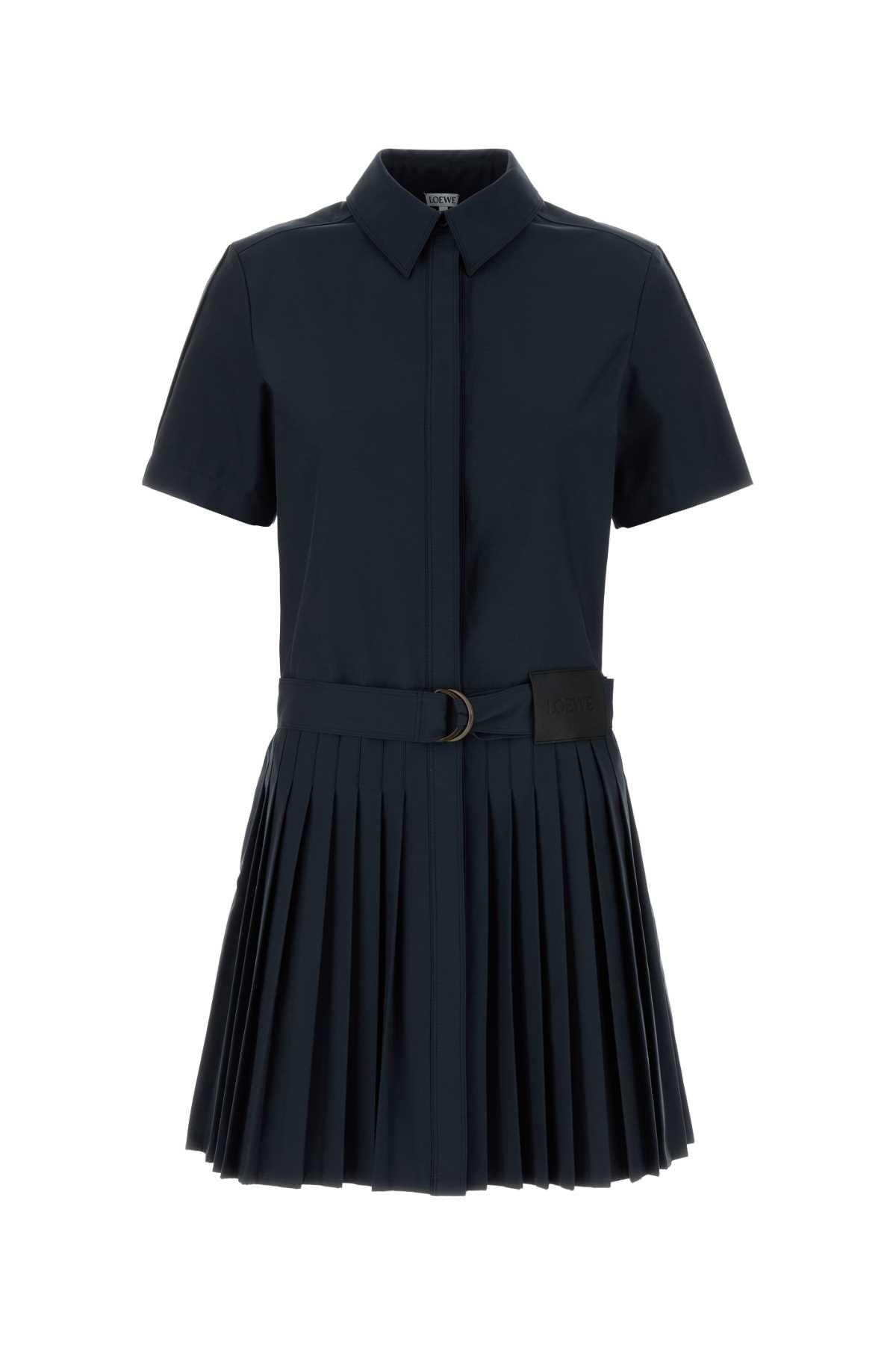 Loewe Women Navy Blue Cotton Blend Mini Dress LOEWE