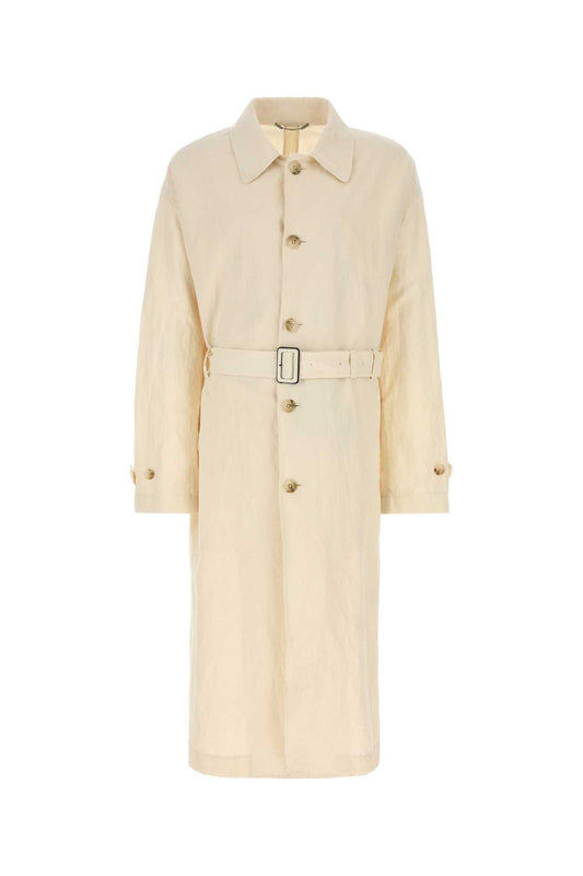 Dolce & Gabbana Men Sand Cotton Blend Trench Coat DOLCE & GABBANA