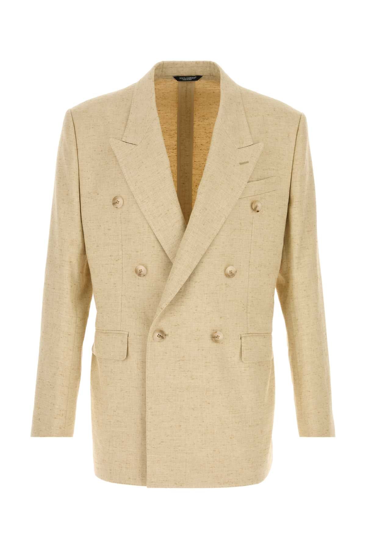 Dolce & Gabbana Men Sand Tweed Blazer DOLCE & GABBANA
