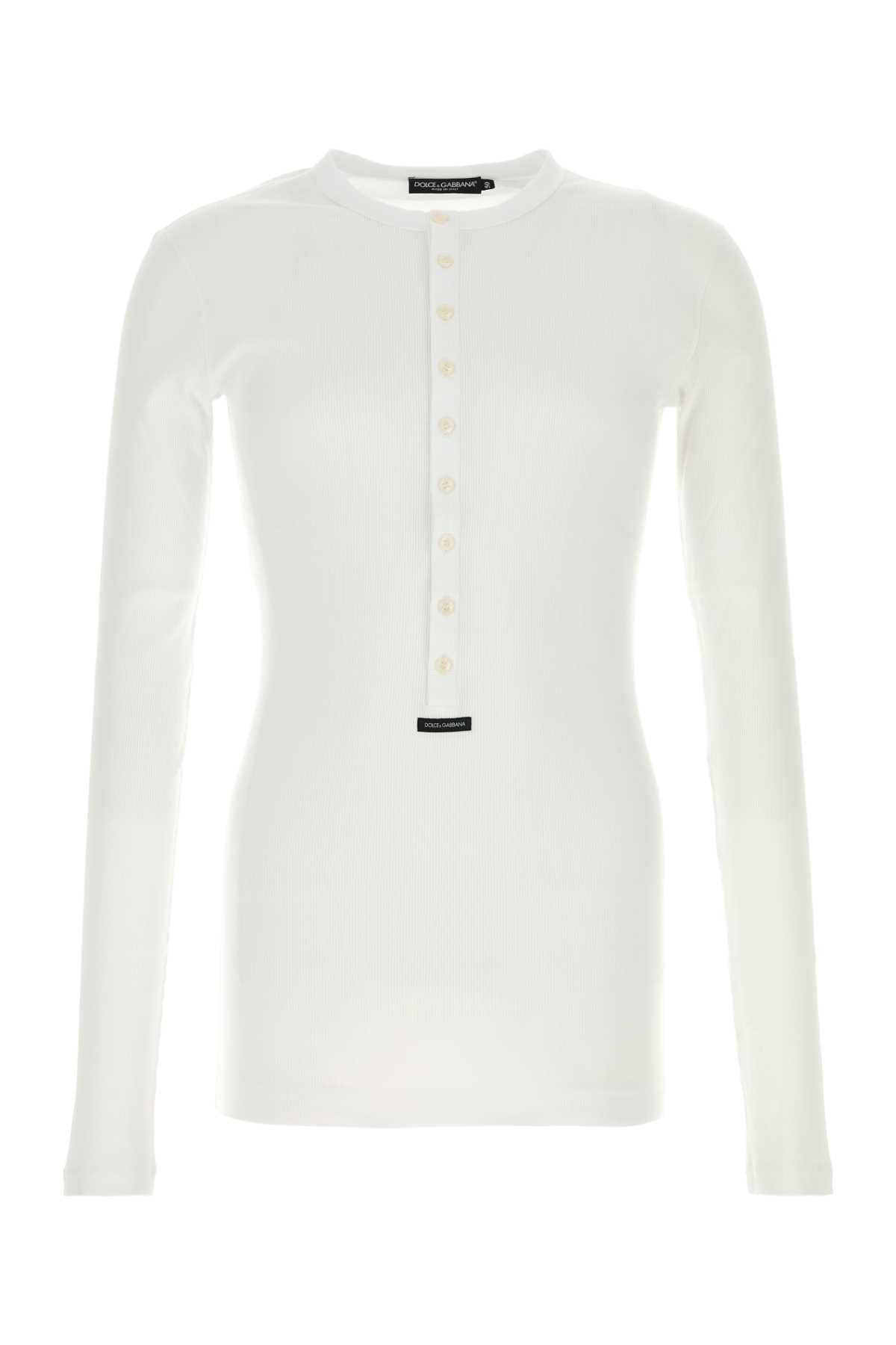Dolce & Gabbana Men White Cotton T-Shirt DOLCE & GABBANA