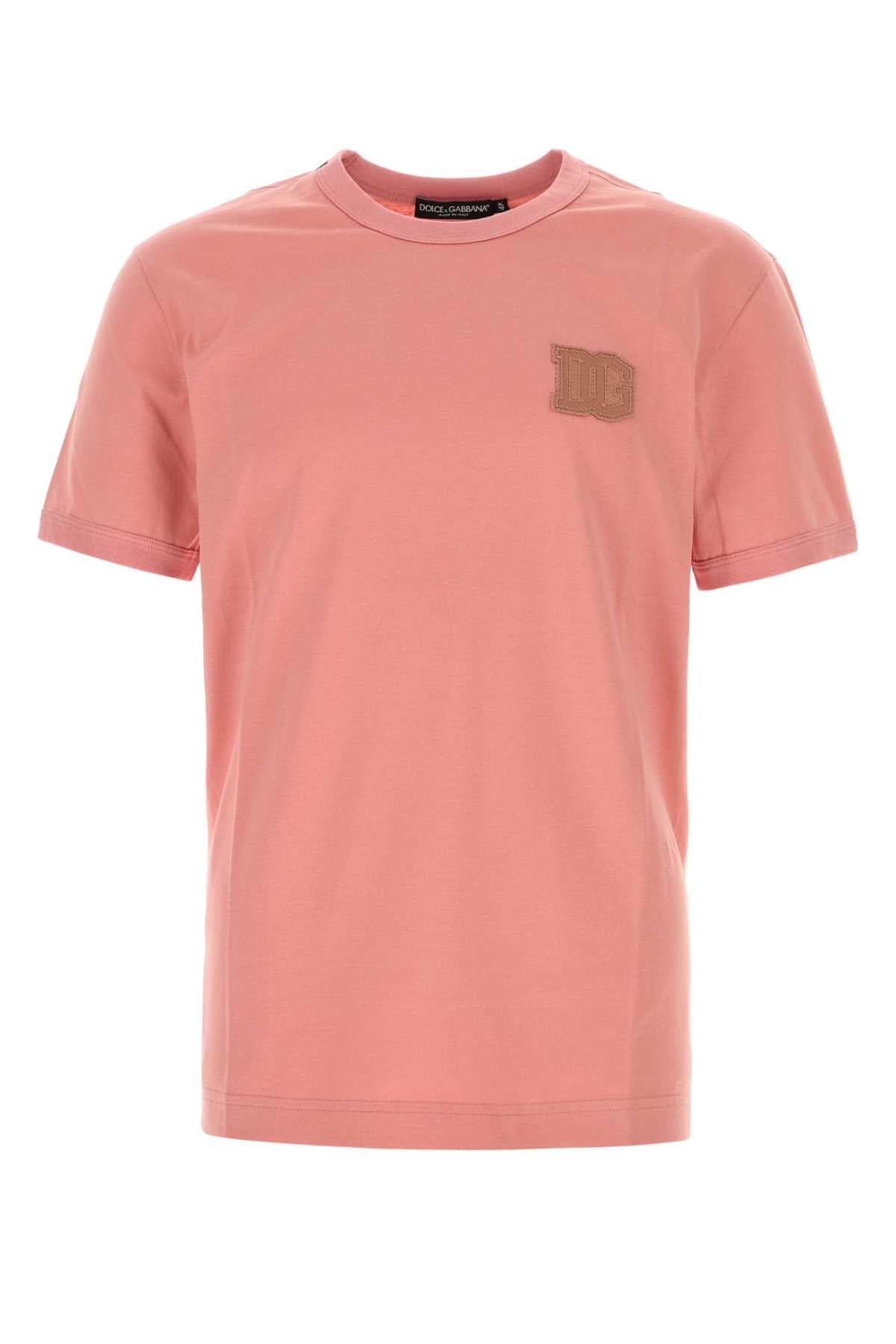 Dolce & Gabbana Men Dark Pink Cotton T-Shirt DOLCE & GABBANA