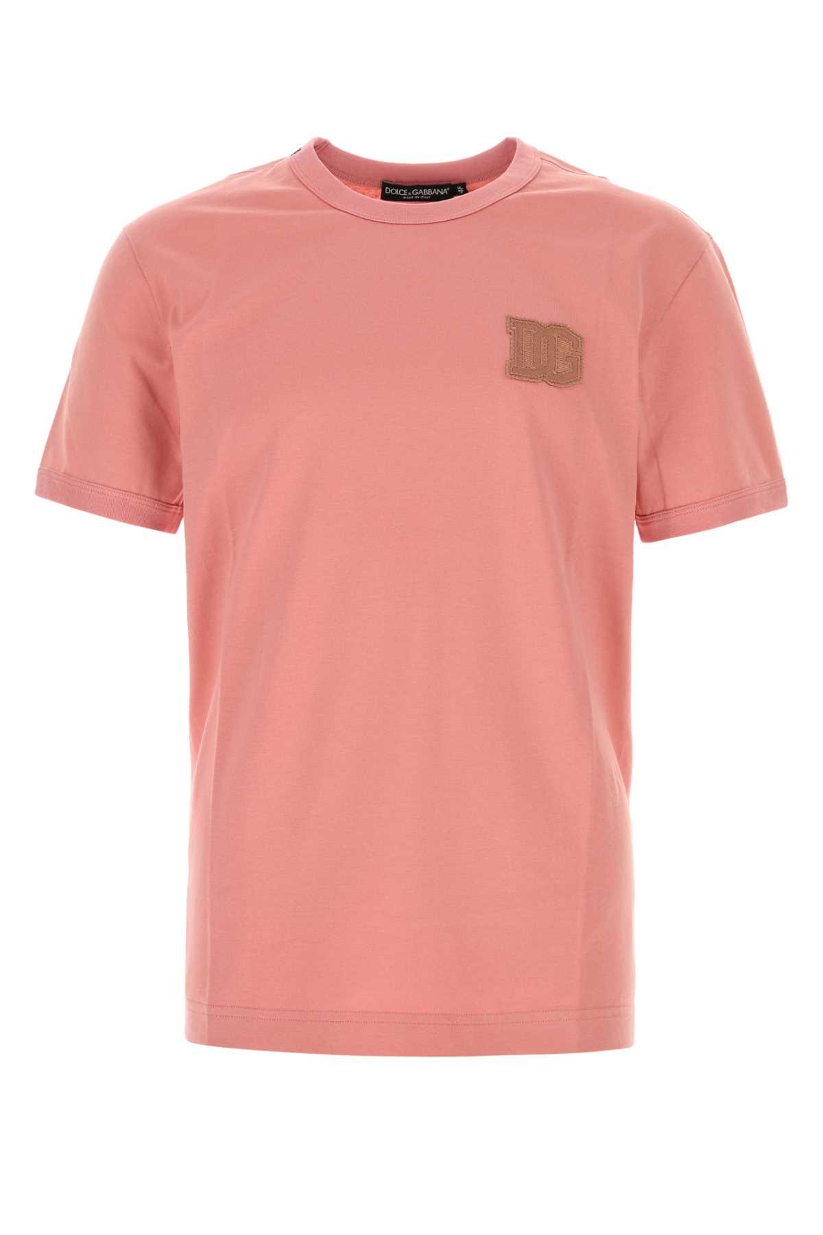 Dolce & Gabbana Men Dark Pink Cotton T-Shirt DOLCE & GABBANA