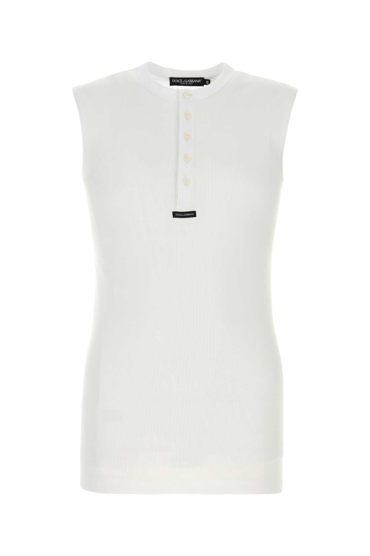 Dolce & Gabbana Men White Cotton Tank Top DOLCE & GABBANA