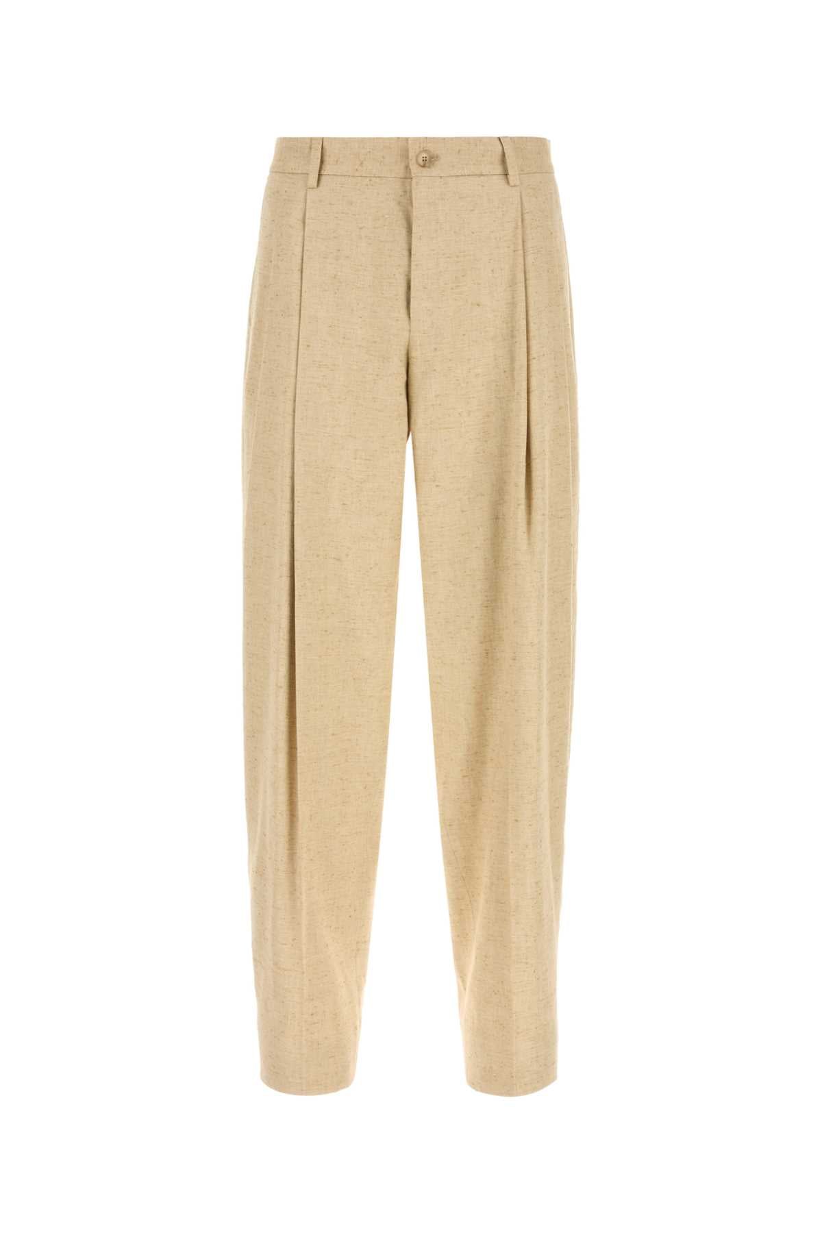 Dolce & Gabbana Men Sand Tweed Wide-Leg Pant DOLCE & GABBANA